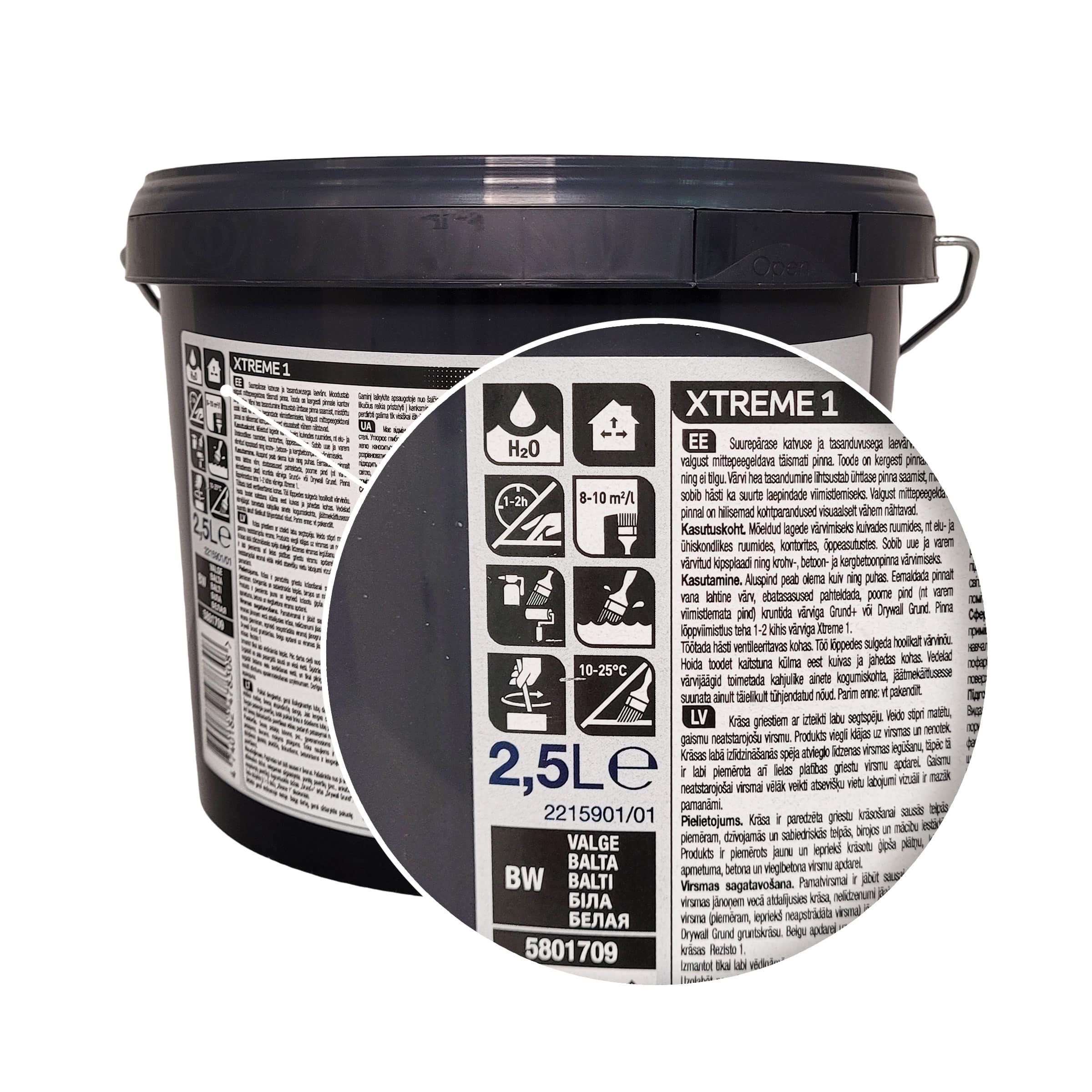 Фарба на водній основі Sadolin Professional Xtreme 1 для стелі, біла, база BW, 2.5 л 3