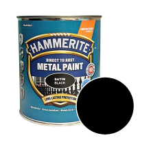 Фарба 3 в 1 по металу Hammerite Metal Paint Satin захисна, чорна, 0.75 л