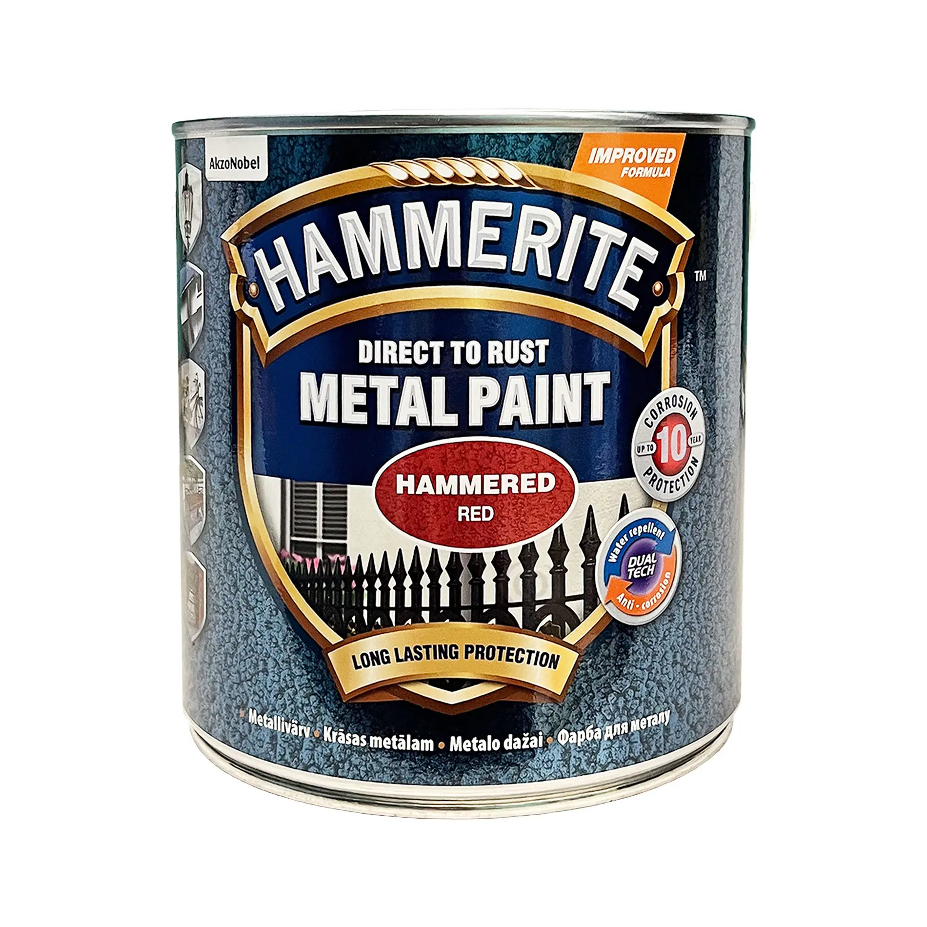 Краска молотковая 3 в 1 по металлу Hammerite Metal Paint Hammered защитная, красная, 2.5 л 2