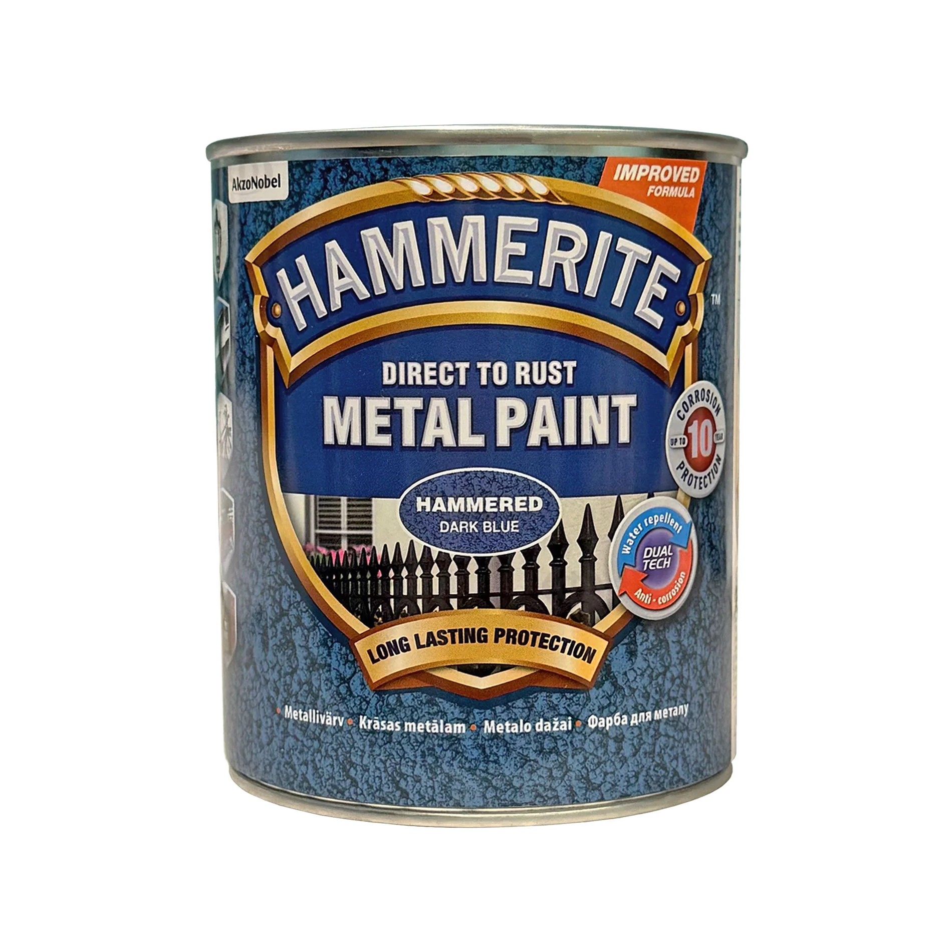 Фарба молоткова 3 в 1 по металу Hammerite Metal Paint Hammered захисна, темно-синя, 0.75 л 2