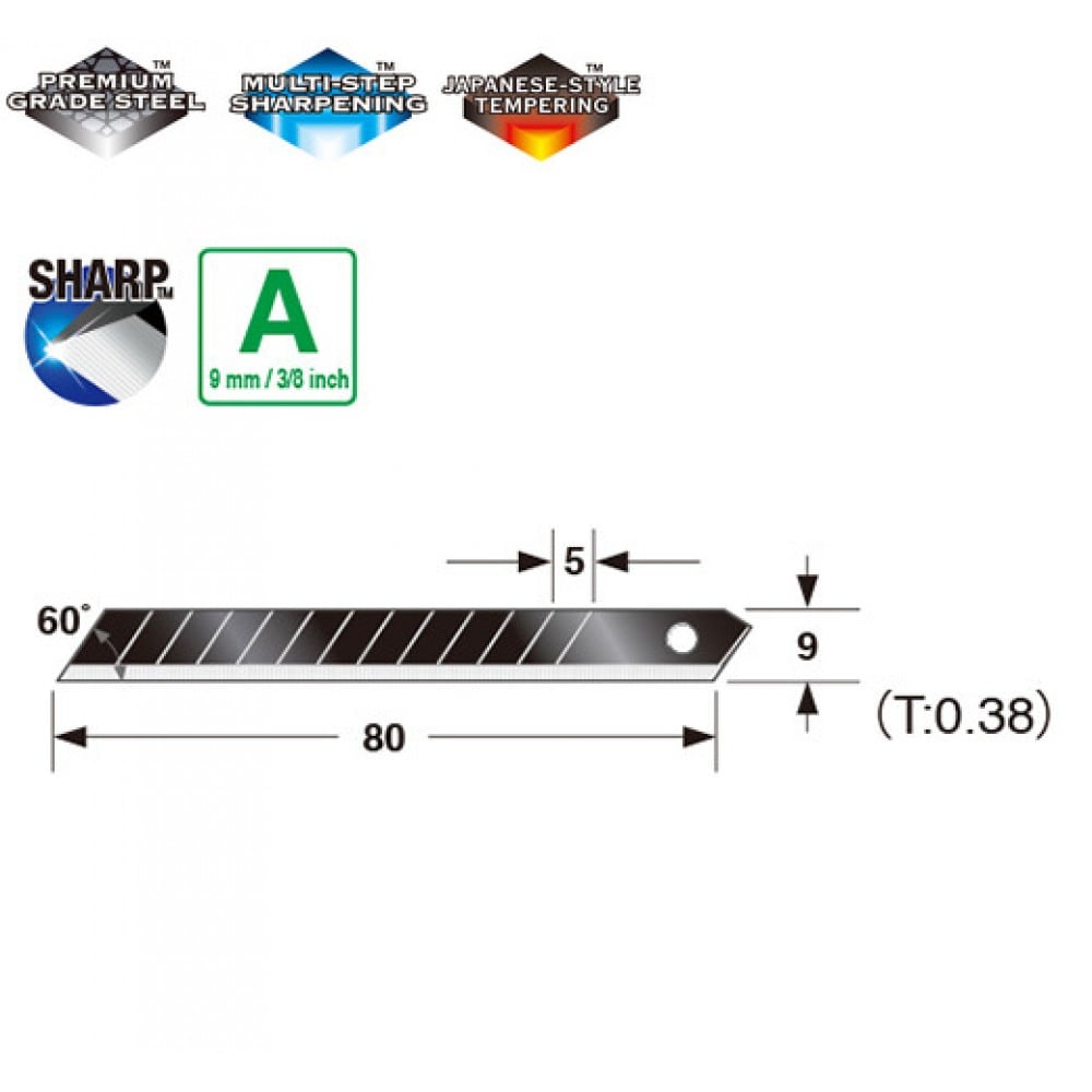 Змінні сегментні леза Tajima Razar Black 60° 9 мм, 10 шт (LCB30RBC) 3