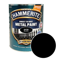 Фарба 3 в 1 по металу Hammerite Metal Paint Satin захисна, чорна, 5 л