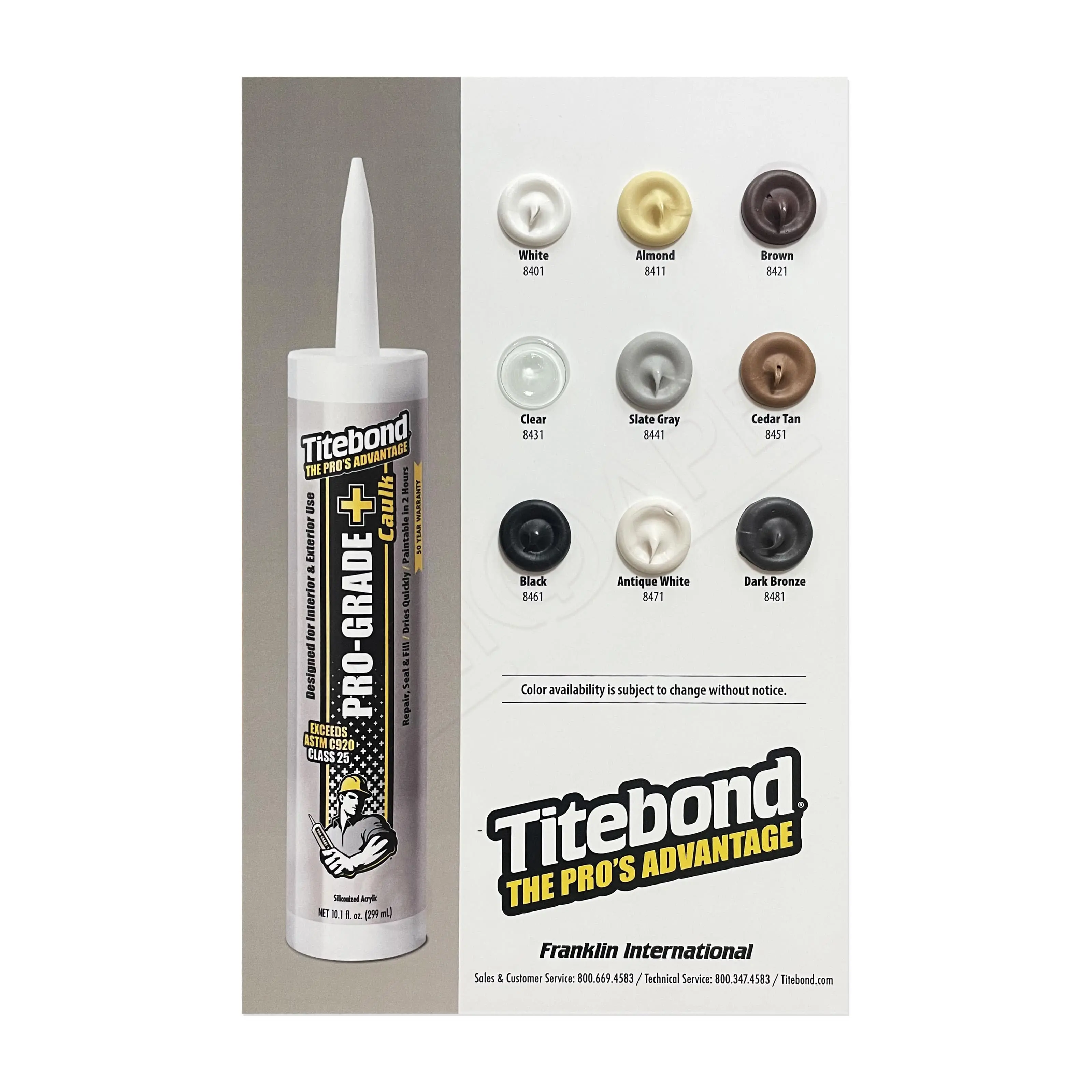 Універсальний силіконізований акриловий герметик Titebond Pro-Grade Plus Caulk, білий, 300 мл (8401) 2 Універсальний силіконізований акриловий герметик Titebond Pro-Grade Plus Caulk, білий, 300 мл (8401) 2