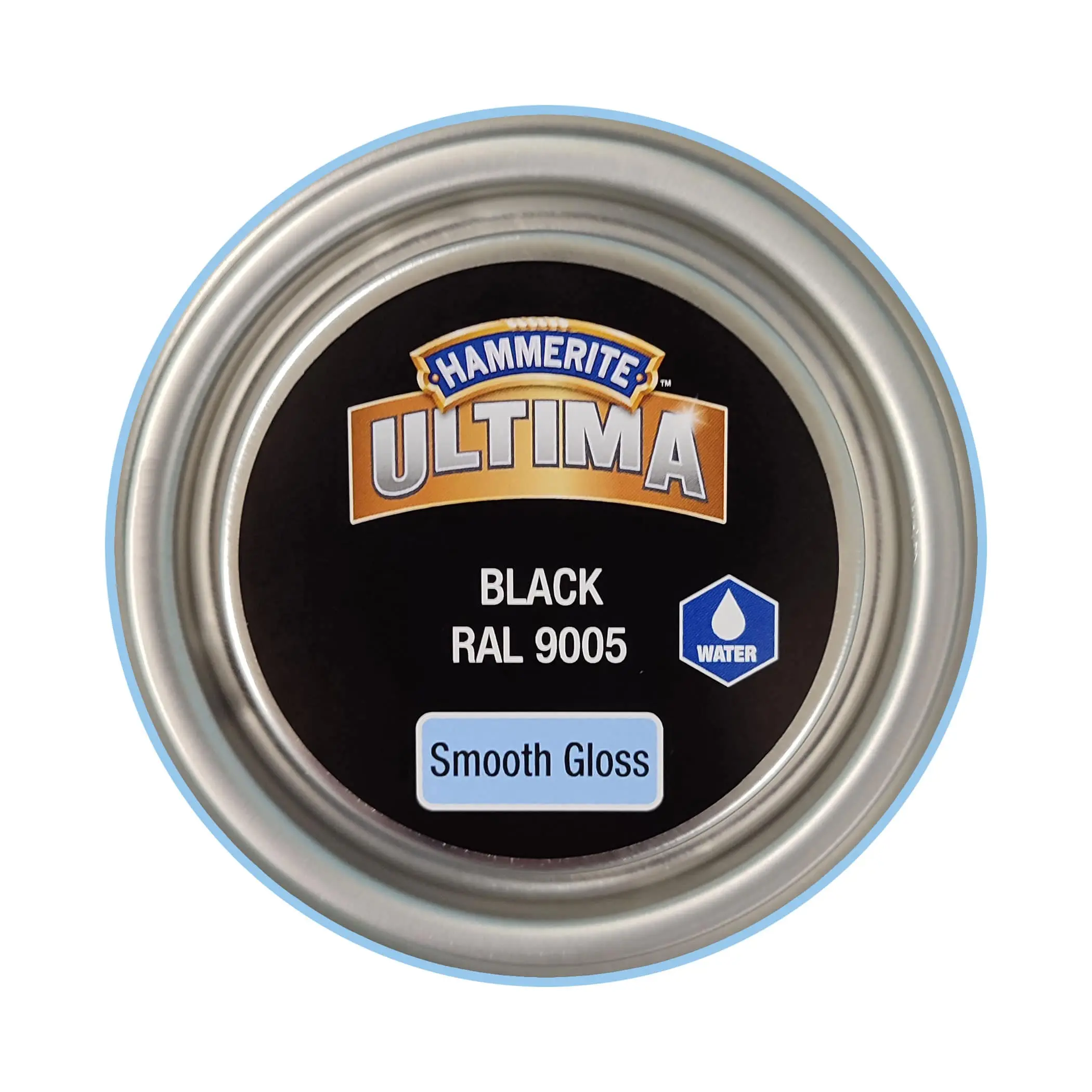 Гладка фарба 3 в 1 по металу на водній основі Hammerite Ultima Smooth захисна, глянцева, чорна RAL 9005, 2.2 л (5774725) 3