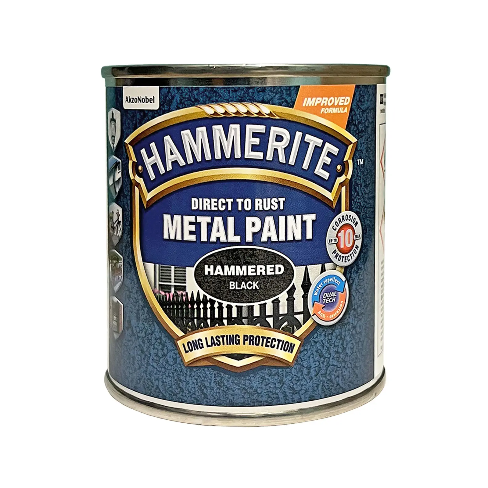 Краска молотковая 3 в 1 по металлу Hammerite Metal Paint Hammered защитная, черная, 0.25 л 2