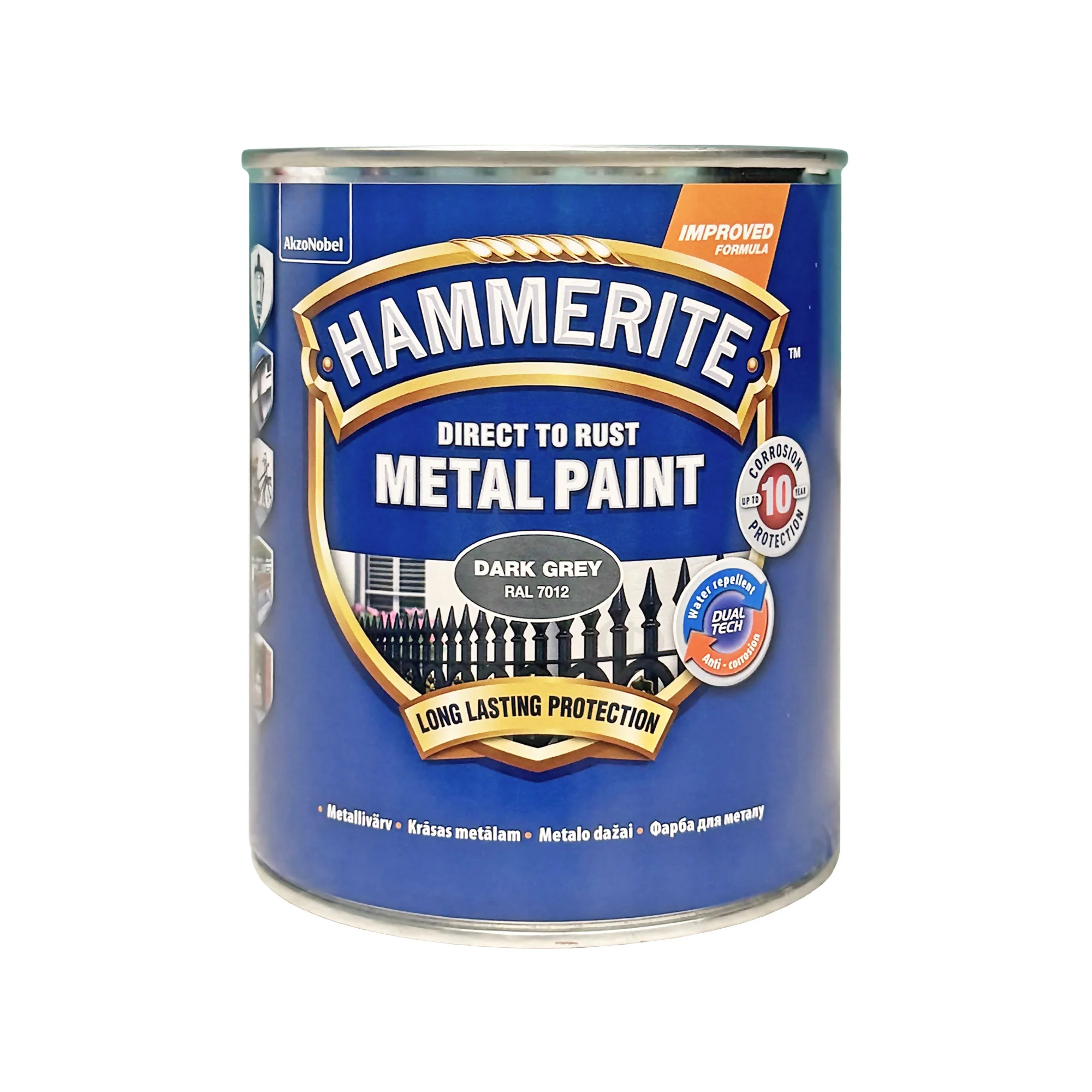 Гладка фарба 3 в 1 по металу Hammerite Metal Paint Smooth захисна, темно-сіра RAL 7012, 0.75 л 2