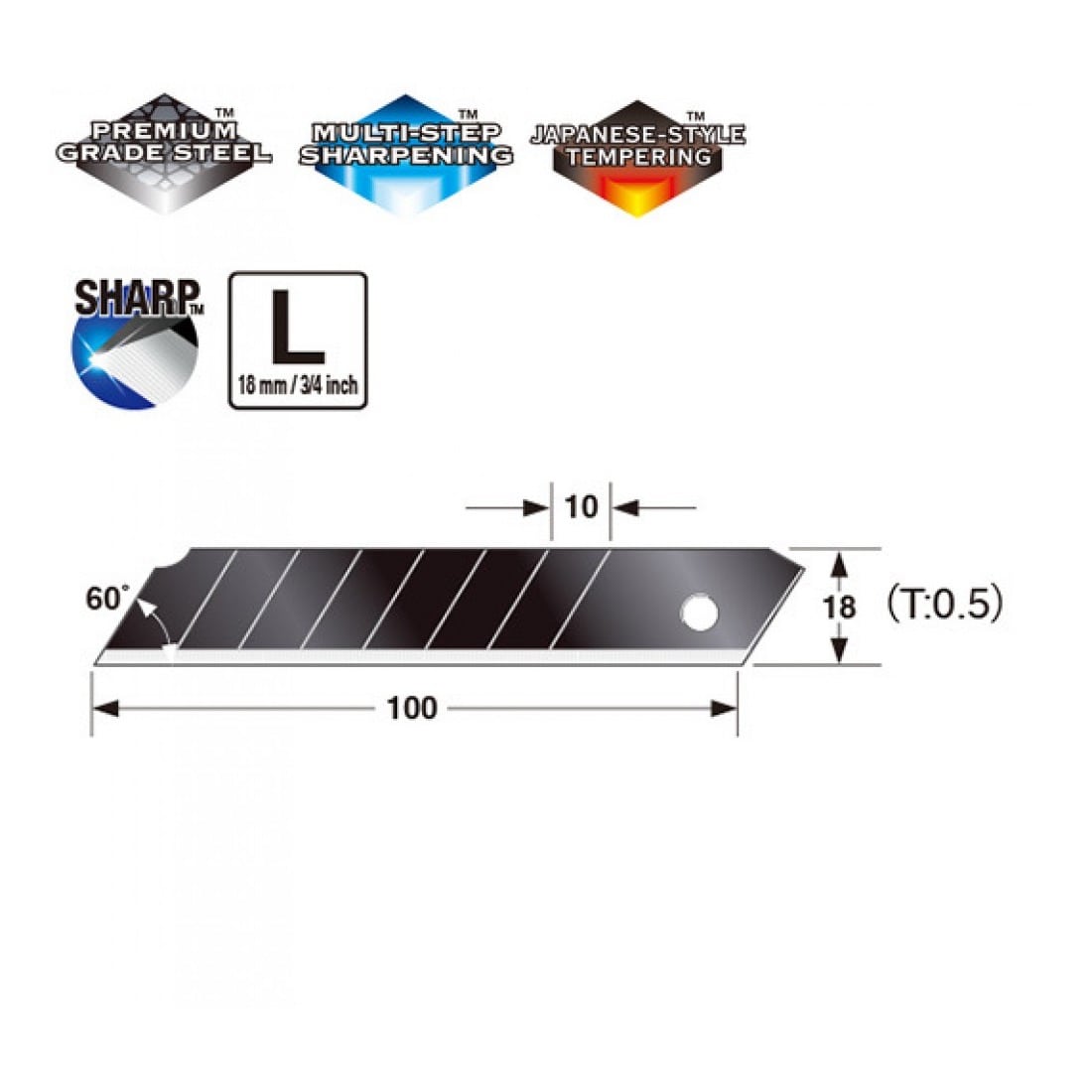 Змінні сегментні леза Tajima Dora Razar Black Blades 60° 18 мм, 10 шт (CB50RB) 3 Змінні сегментні леза Tajima Dora Razar Black Blades 60° 18 мм, 10 шт (CB50RB) 3