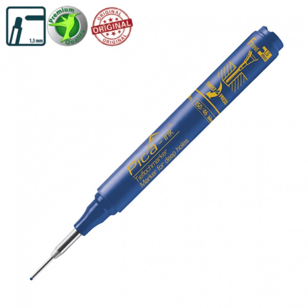 Маркер з довгим носиком Pica-Ink Deep Hole Marker, синій, 1.5 мм (150/41) 4