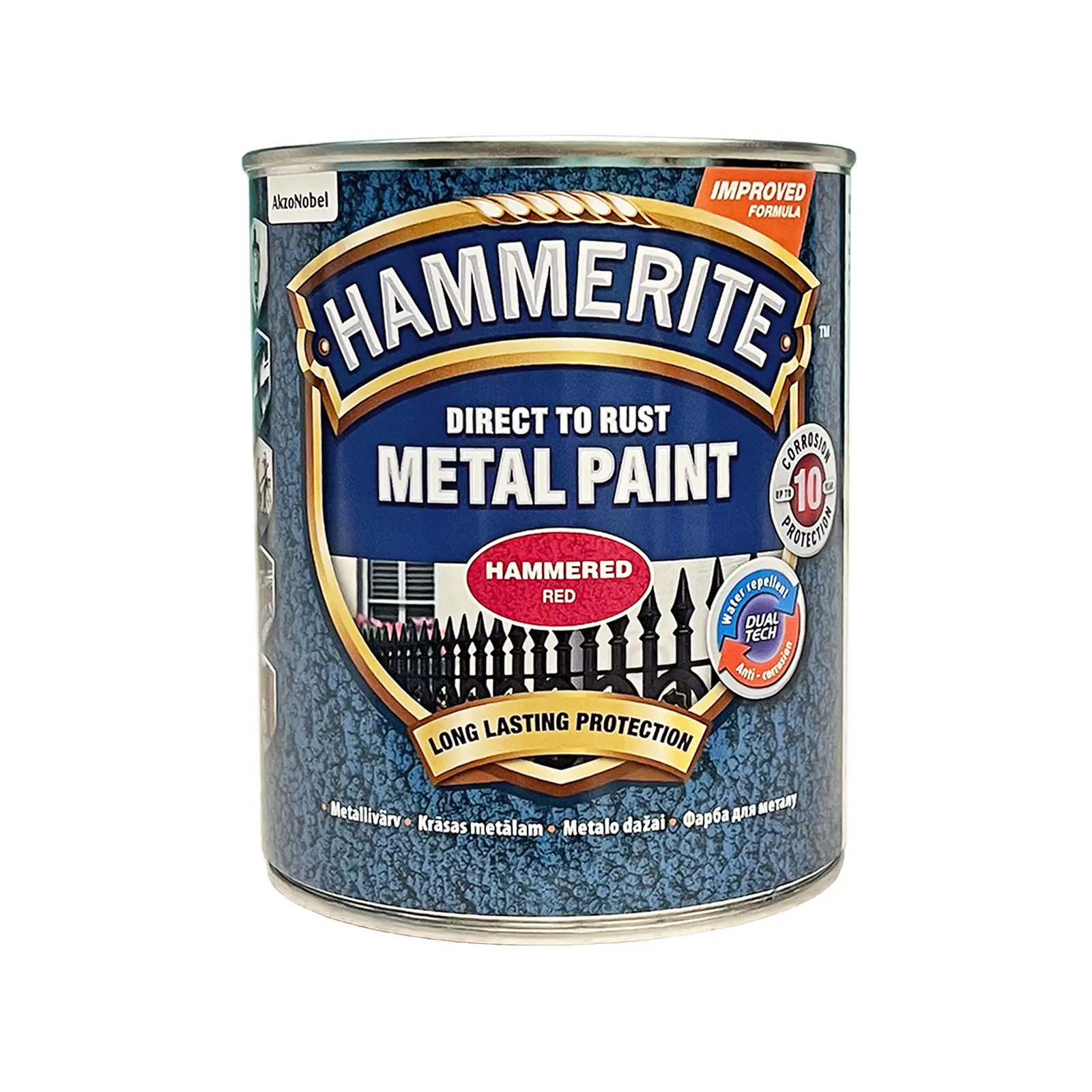 Краска молотковая 3 в 1 по металлу Hammerite Metal Paint Hammered защитная, красная, 0.75 л 2