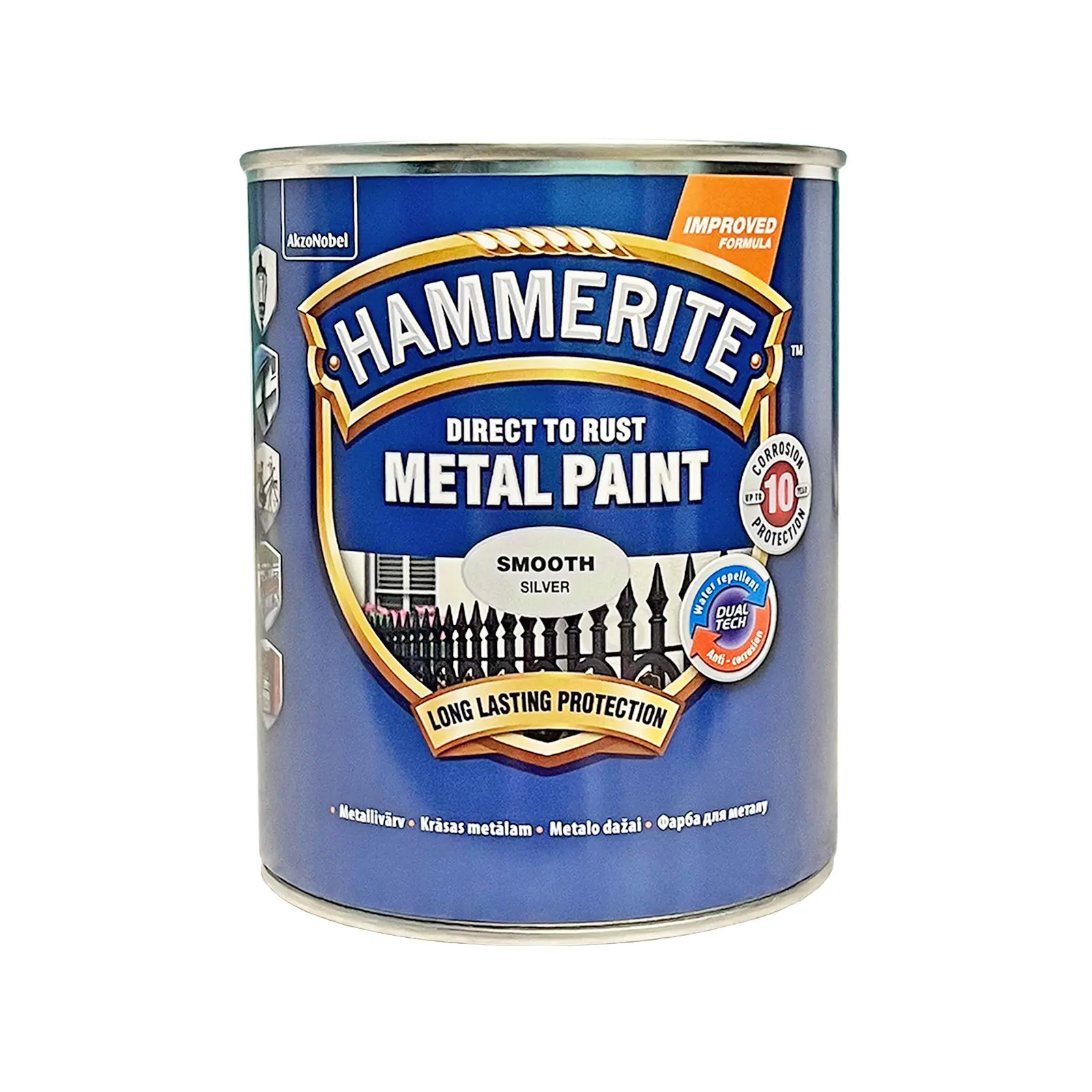 Гладкая краска 3 в 1 по металлу Hammerite Metal Paint Smooth защитная, серебристая, 0.75 л 2