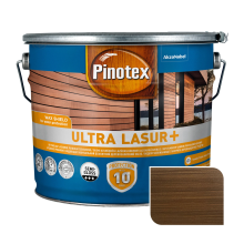 Пропитка лазурная для дерева Pinotex Ultra Lasur+ с декоративным эффектом, орех, 10 л