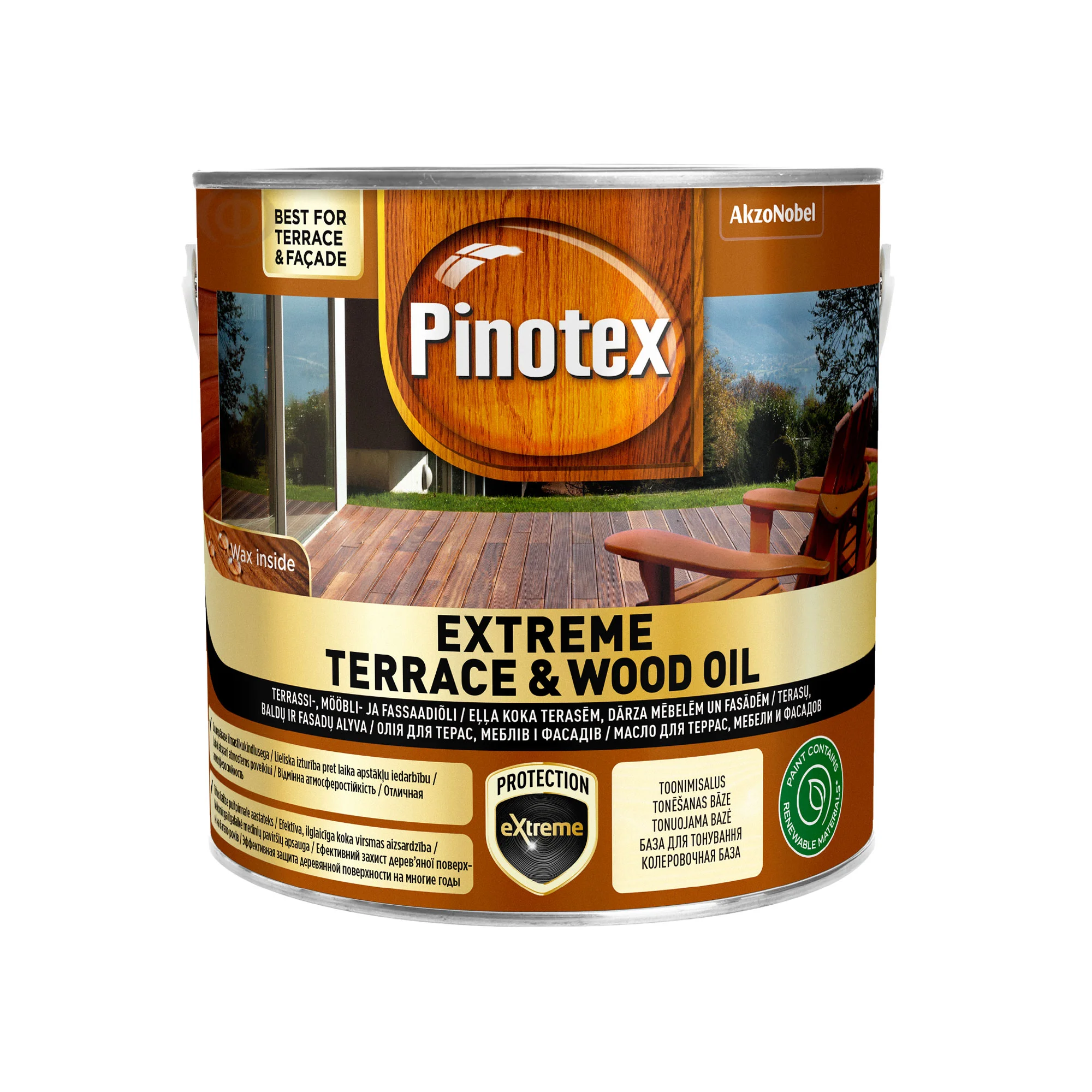 Олія для обробки дерева Pinotex Extreme Terrace & Wood Oil атмосферостійка, безбарвна, BC, 2.33 л 2