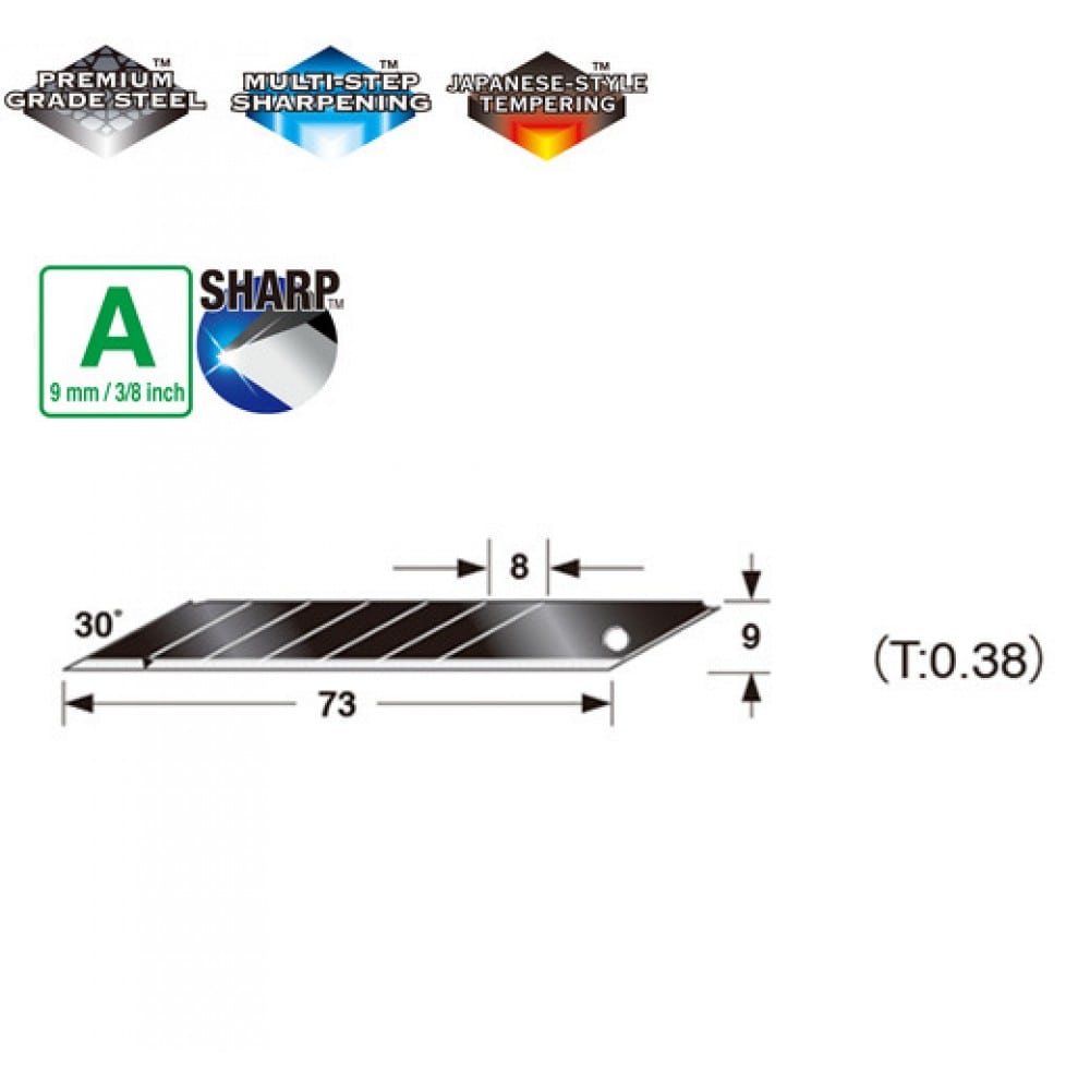 Сменные сегментные лезвия Tajima Acute Angle Razar Black Blades 30° 9 мм, 10 шт (CB39RB)  - shlifarb.com.ua 3 Сменные сегментные лезвия Tajima Acute Angle Razar Black Blades 30° 9 мм, 10 шт (CB39RB) 3