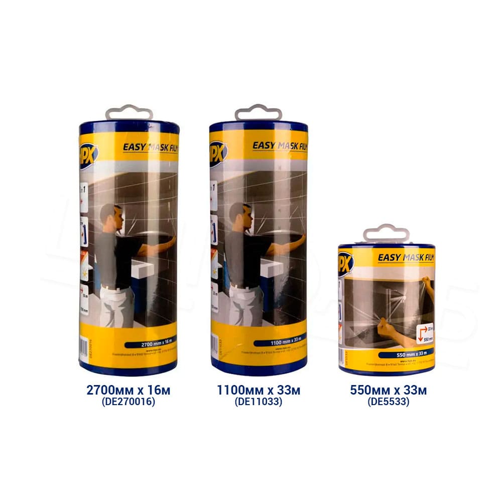 Захисна плівка HPX Easy Mask в диспенсері з малярною стрічкою, 2700мм х 16м, безбарвна (DE270016) 6 Захисна плівка HPX Easy Mask в диспенсері з малярною стрічкою, 2700мм х 16м, безбарвна (DE270016) 6