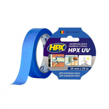 Стійка малярна стрічка (скотч) HPX UV для зовнішніх робіт з УФ захистом, 25мм х 25м, синя (MU2525)