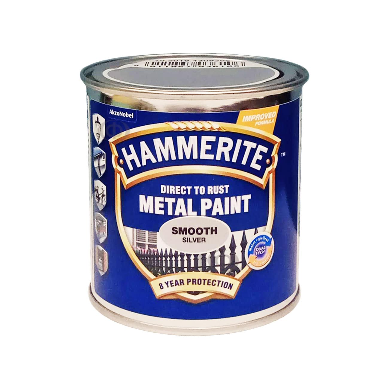 Гладкая краска 3 в 1 по металлу Hammerite Metal Paint Smooth защитная, серебристая, 0.25 л 2