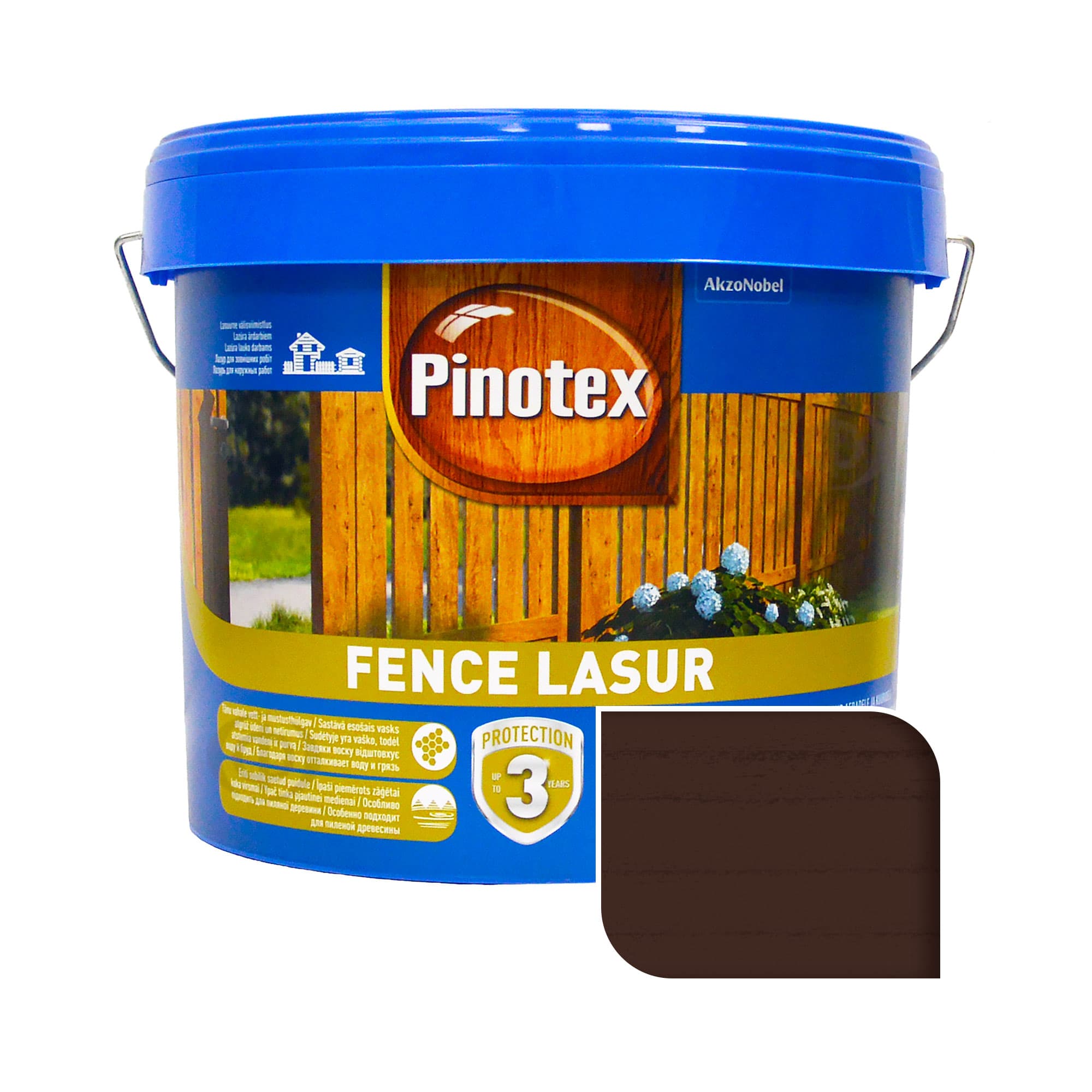 Пропитка лазурная для дерева Pinotex Fence Lasur с декоративым эффектом, палисандр, 10 л  - shlifarb.com.ua 4 Пропитка лазурная для дерева Pinotex Fence Lasur с декоративым эффектом, палисандр, 10 л 4