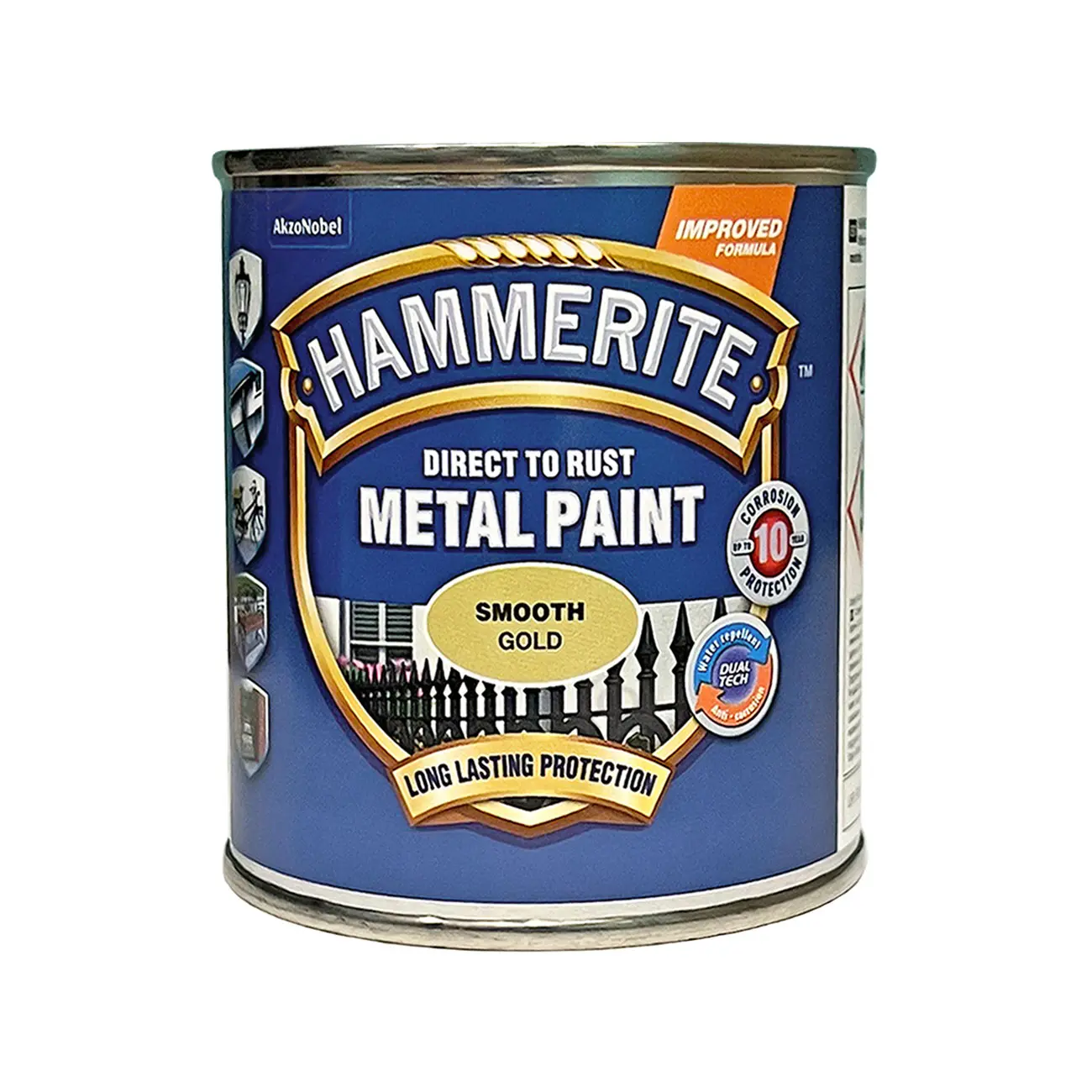 Гладка фарба 3 в 1 по металу Hammerite Metal Paint Smooth захисна, золотиста, 0.25 л 2