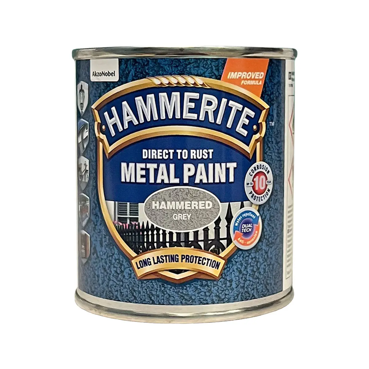 Краска молотковая 3 в 1 по металлу Hammerite Metal Paint Hammered защитная, серая, 0.25 л 2