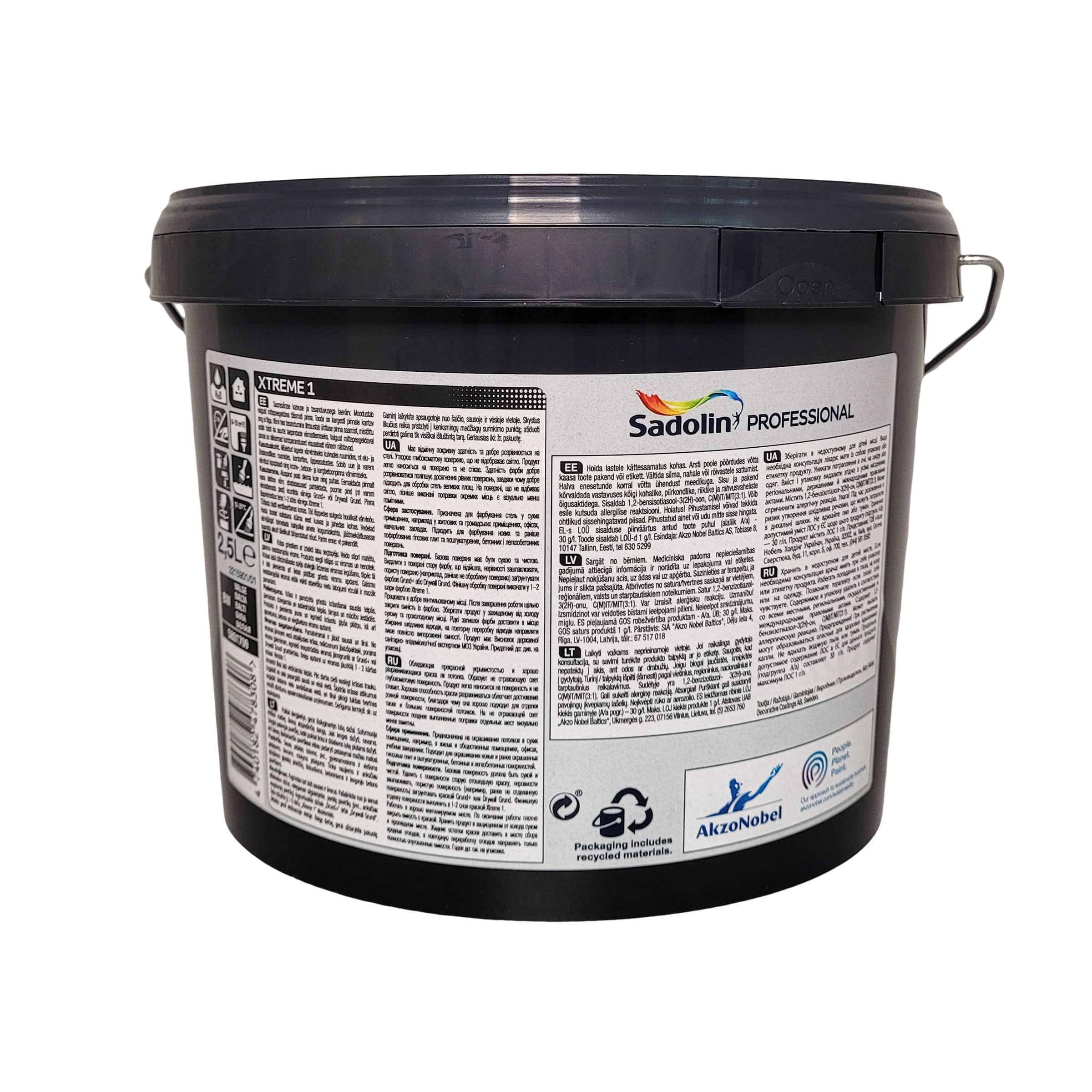 Фарба на водній основі Sadolin Professional Xtreme 1 для стелі, біла, база BW, 2.5 л 2