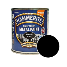 Гладка фарба 3 в 1 по металу Hammerite Metal Paint Smooth захисна, чорна RAL 9005, 0.25 л