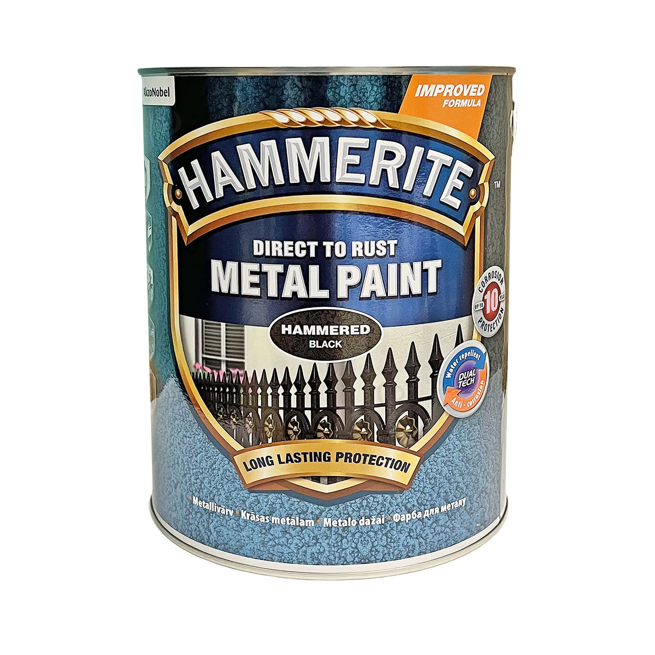 Краска молотковая 3 в 1 по металлу Hammerite Metal Paint Hammered защитная, черная, 5 л 2