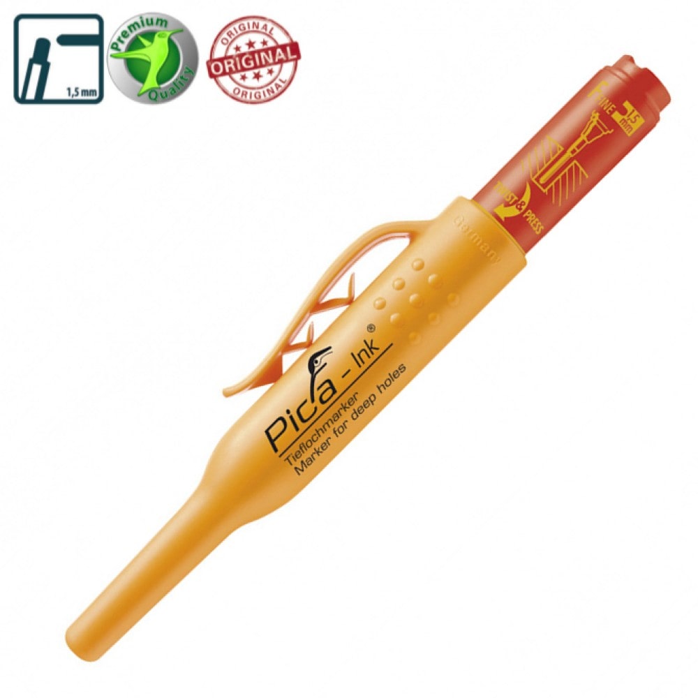 Маркер з довгим носиком Pica-Ink Deep Hole Marker, червоний, 1.5 мм (150/40) 4