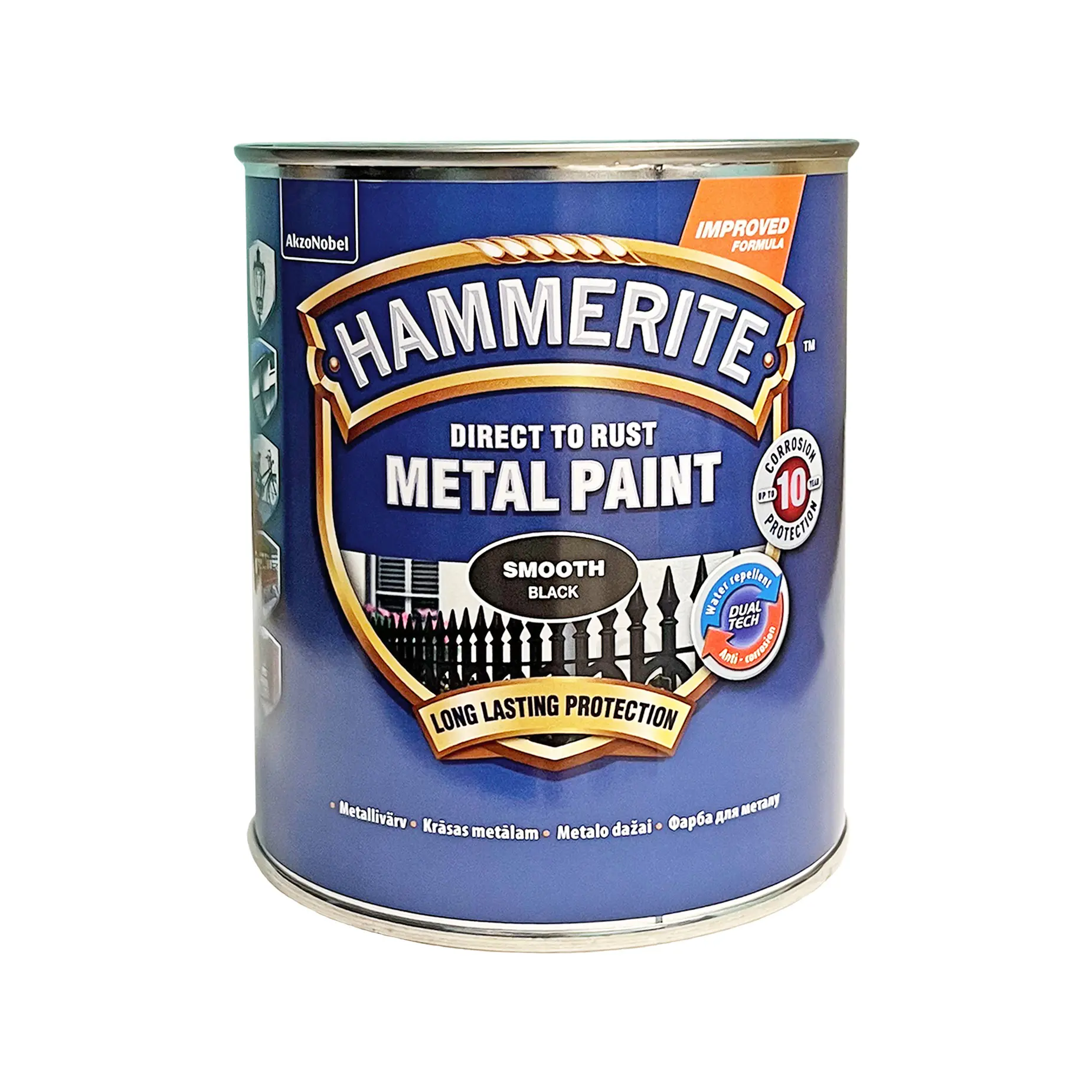 Гладка фарба 3 в 1 по металу Hammerite Metal Paint Smooth захисна, чорна RAL 9005, 0.75 л 2 Гладка фарба 3 в 1 по металу Hammerite Metal Paint Smooth захисна, чорна RAL 9005, 0.75 л 2