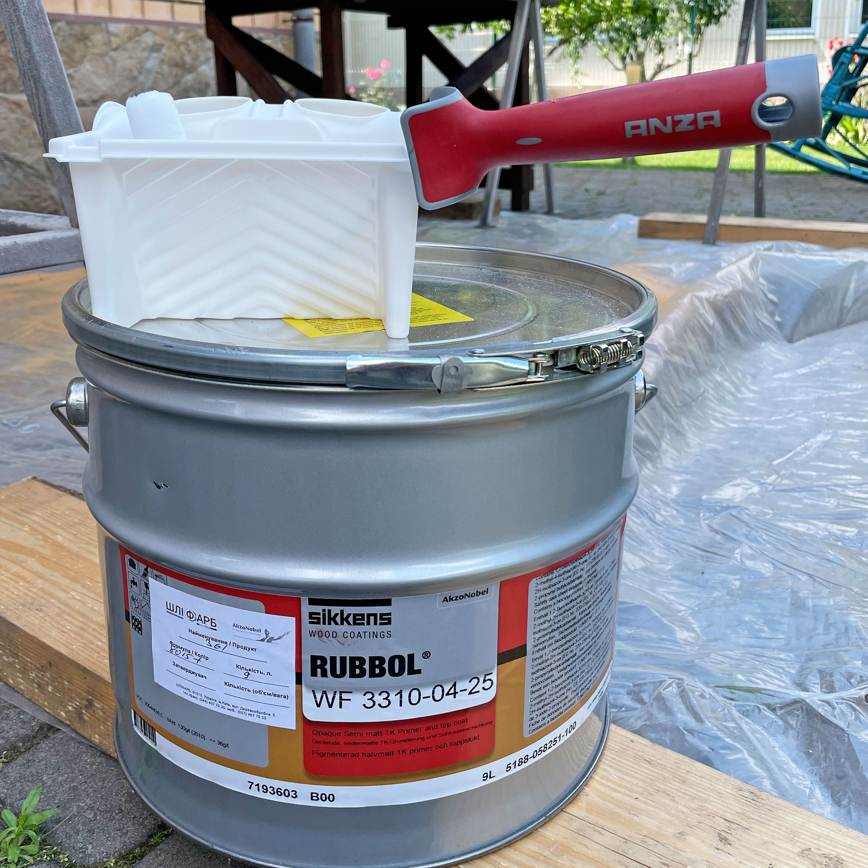 Краска на водной основе Sikkens Rubbol WF 361, бесцветная, В00, 9 л 3