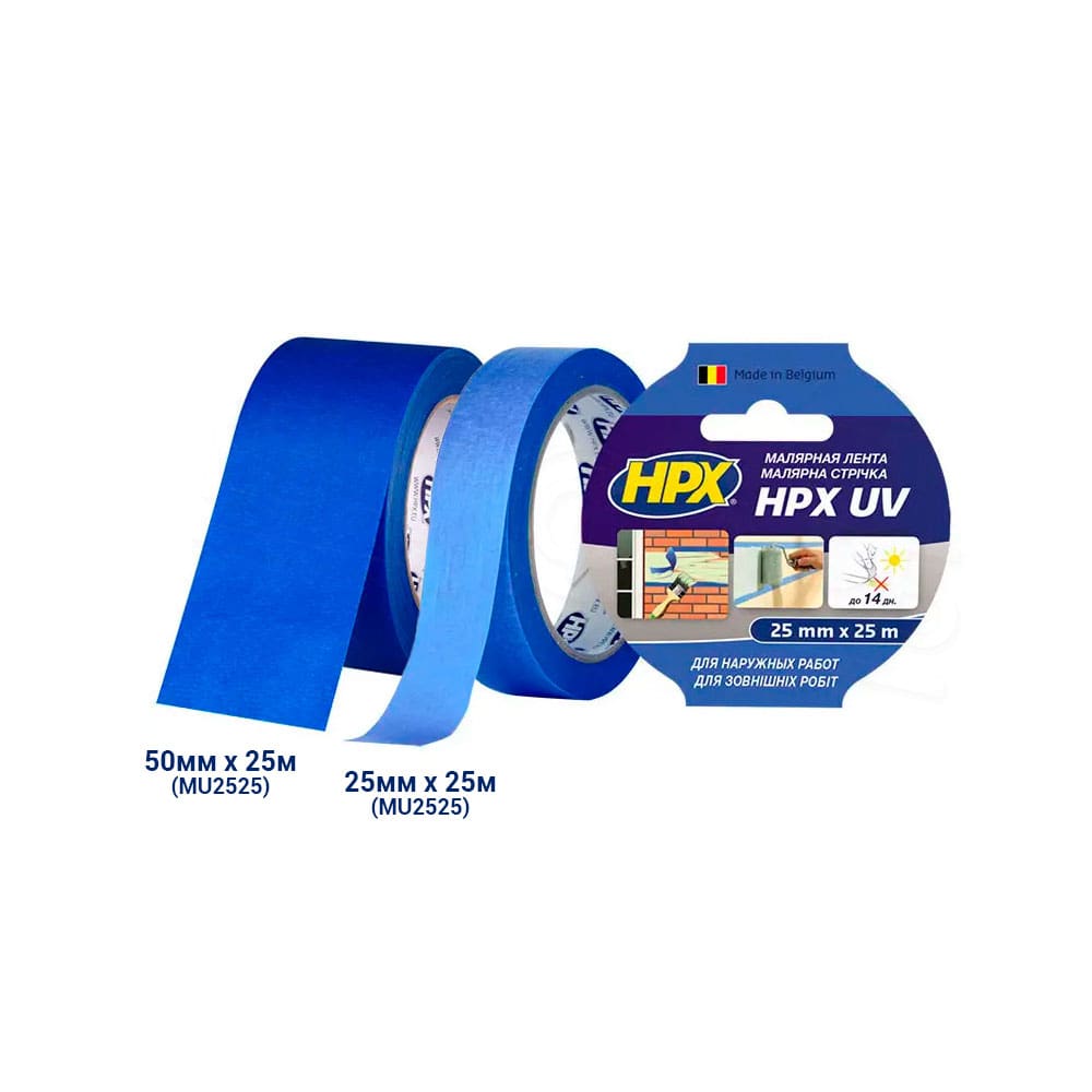 Стійка малярна стрічка (скотч) HPX UV для зовнішніх робіт з УФ захистом, 25мм х 25м, синя (MU2525) 2