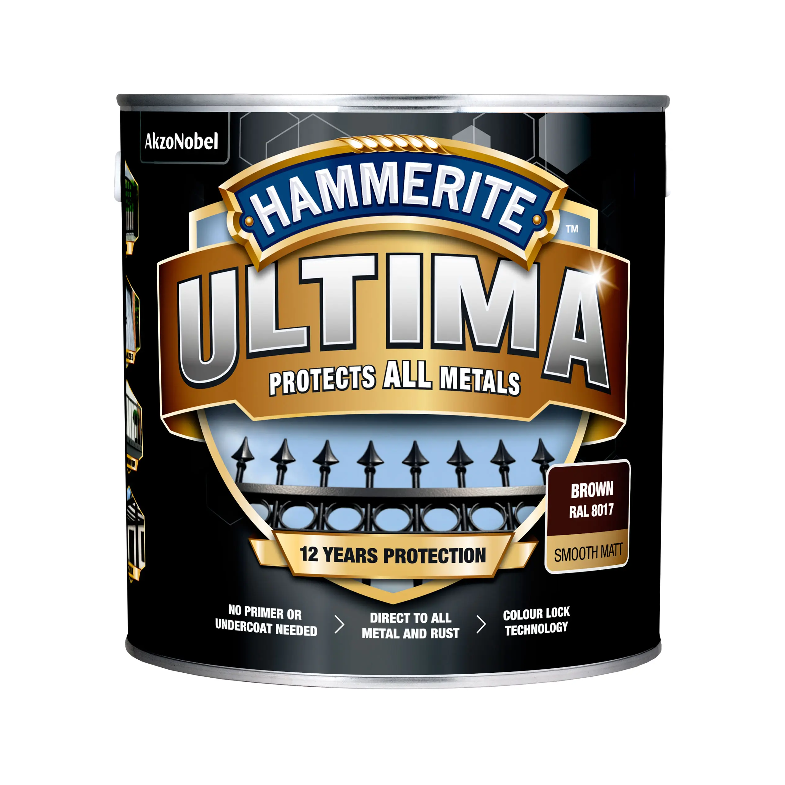 Захисна фарба 3 в 1 по металу на водній основі Hammerite Ultima Matt, матова, коричнева RAL 8017, 2.7 л (5919596) 2