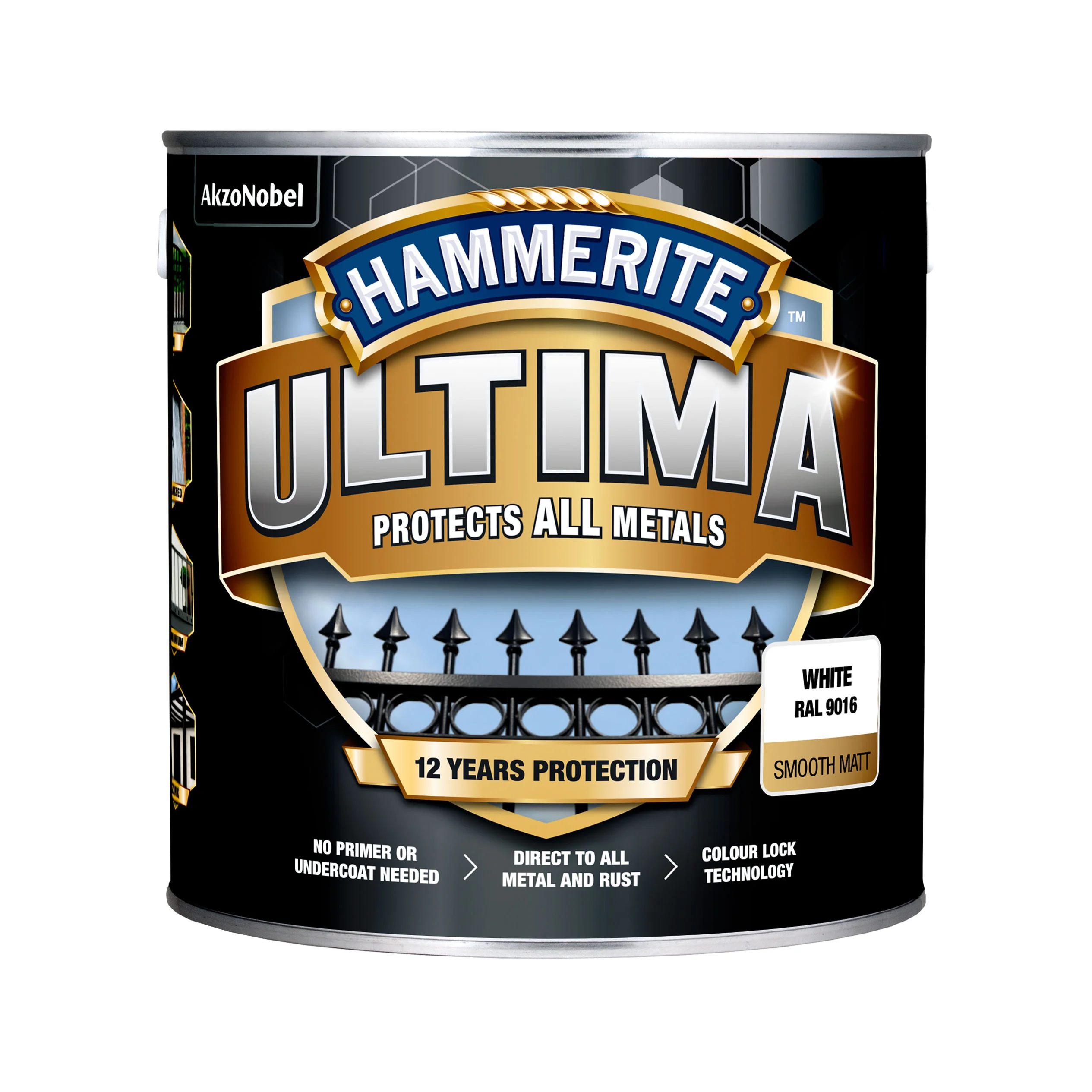 Захисна фарба 3 в 1 по металу на водній основі Hammerite Ultima Matt, матова, біла RAL 9016, 2.2 л (5919592) 2