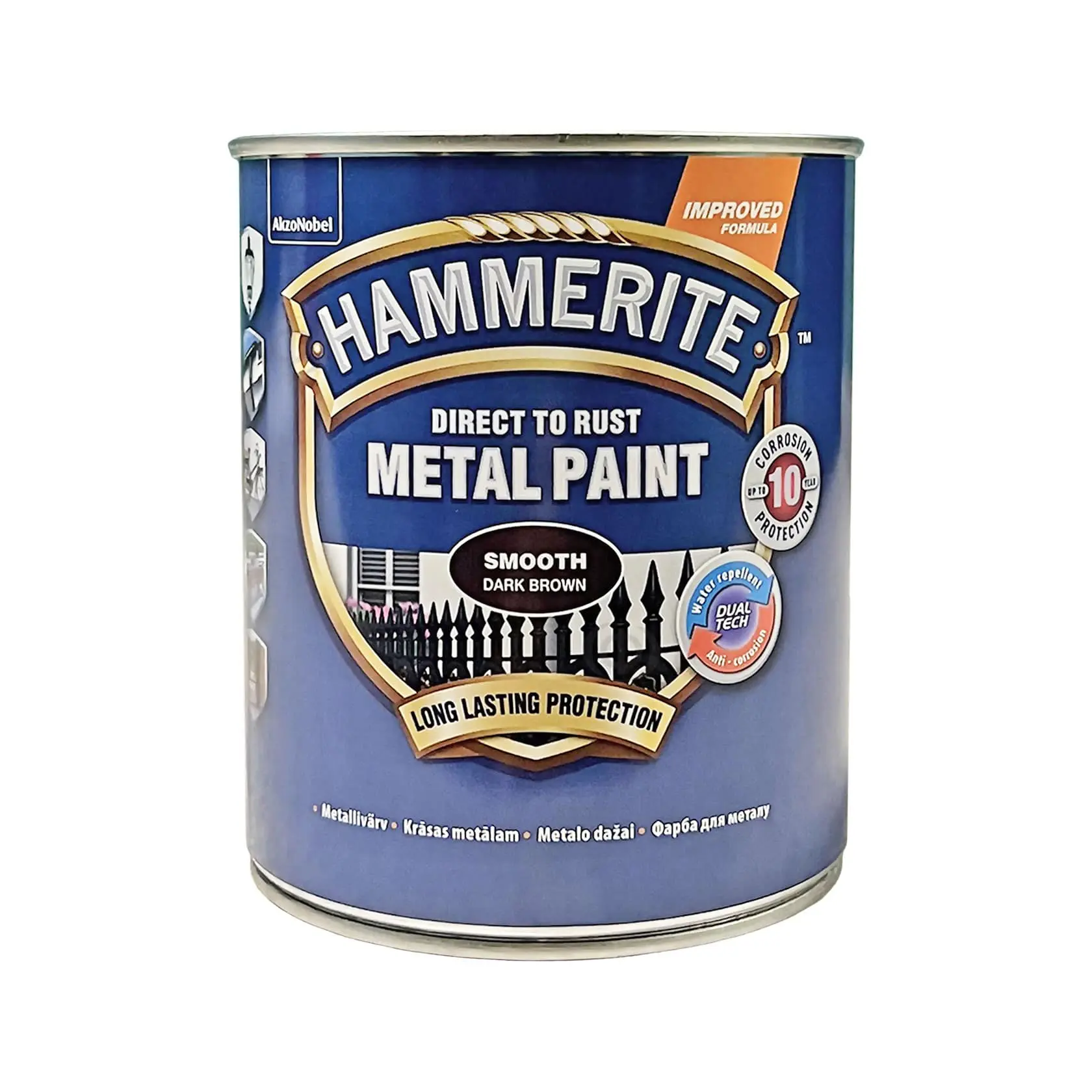 Гладкая краска 3 в 1 по металлу Hammerite Metal Paint Smooth защитная, темно-коричневая RAL 8017, 0.75 л 2