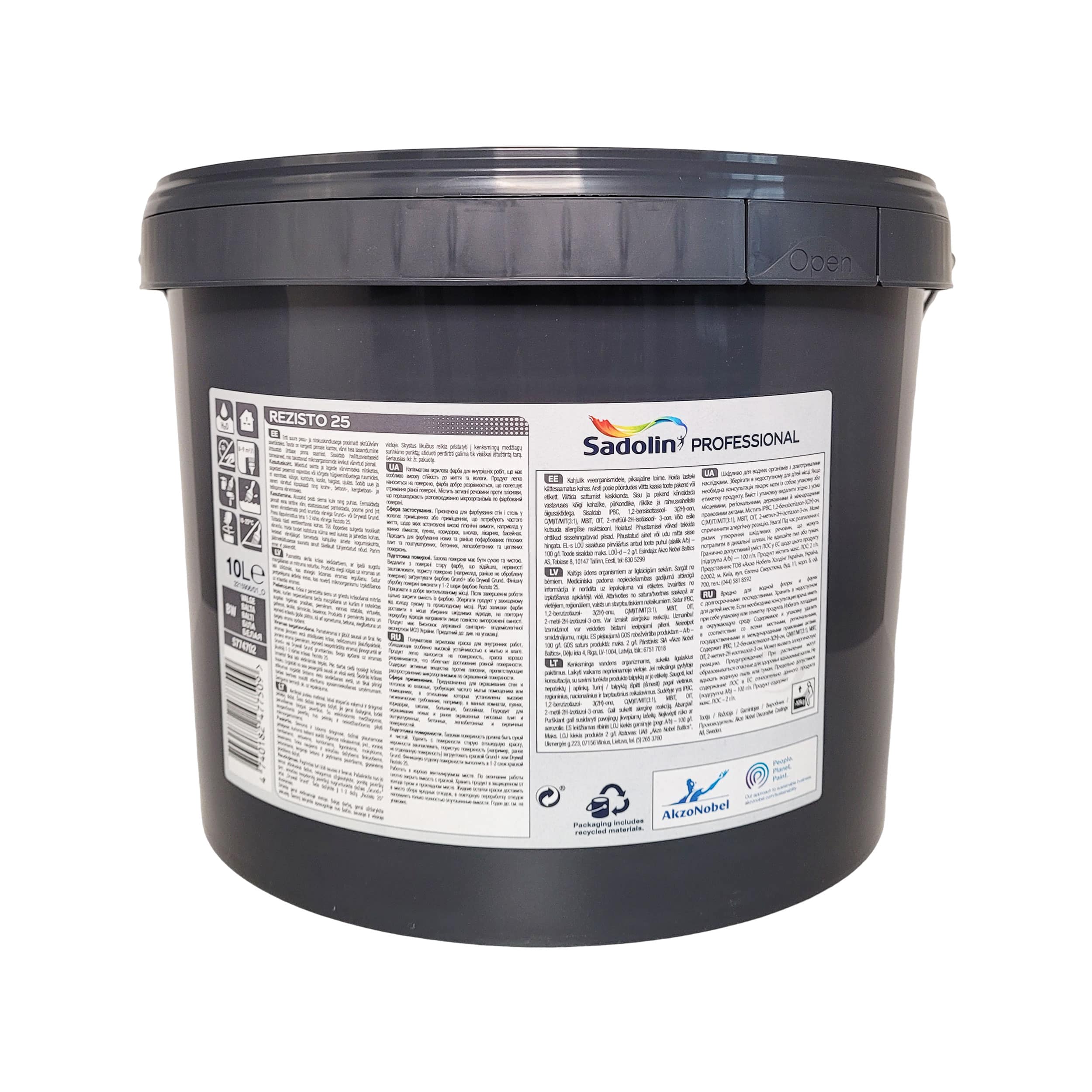 Акрилова фарба Sadolin Professional Rezisto 25 для стін, вологостійка, біла, BW, 10 л 2