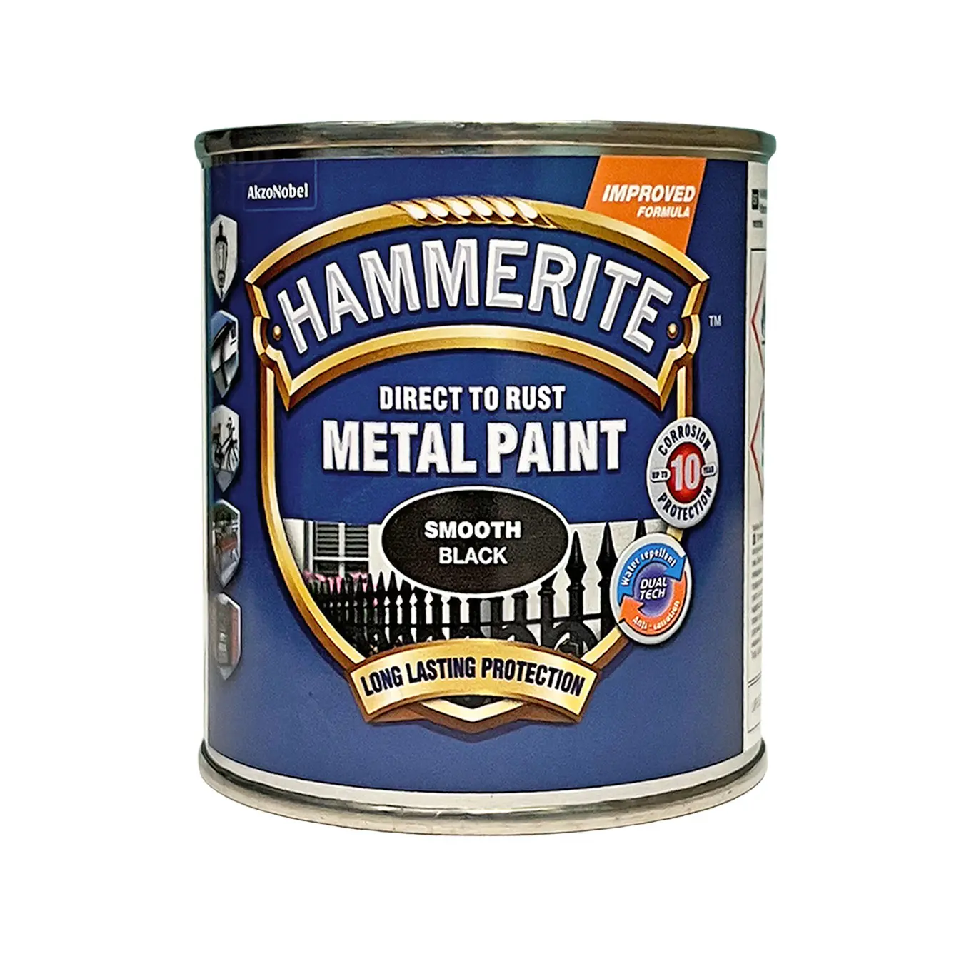 Гладкая краска 3 в 1 по металлу Hammerite Metal Paint Smooth защитная, черная RAL 9005, 0.25 л 2