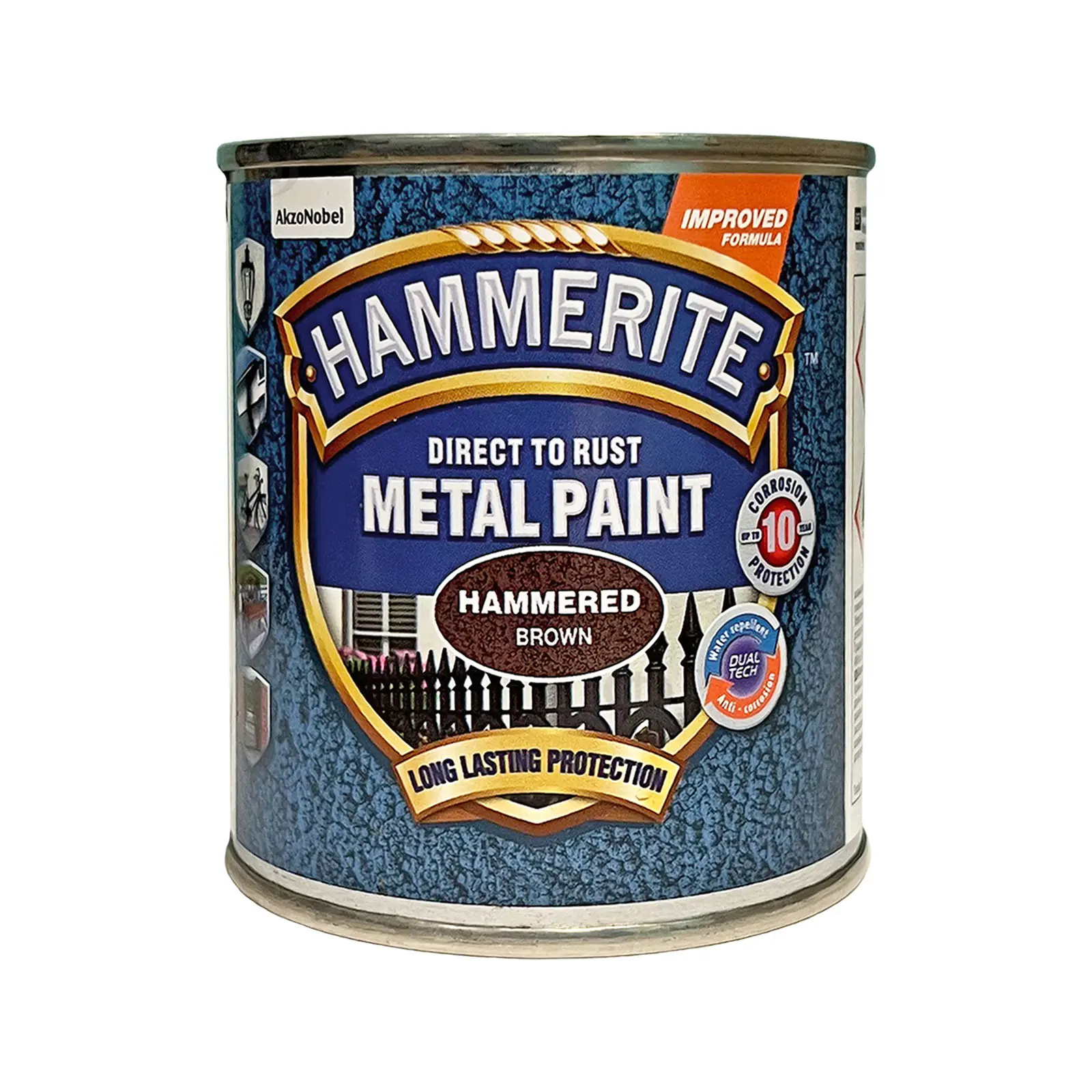 Краска молотковая 3 в 1 по металлу Hammerite Metal Paint Hammered защитная, коричневая, 0.25 л 2