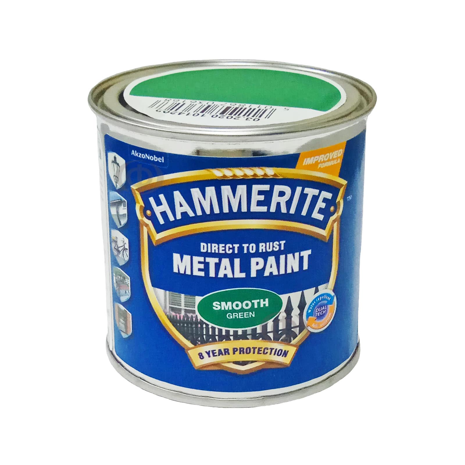 Гладкая краска 3 в 1 по металлу Hammerite Metal Paint Smooth защитная, зеленая RAL 6032, 0.25 л  - shlifarb.com.ua 3 Гладкая краска 3 в 1 по металлу Hammerite Metal Paint Smooth защитная, зеленая RAL 6032, 0.25 л 3