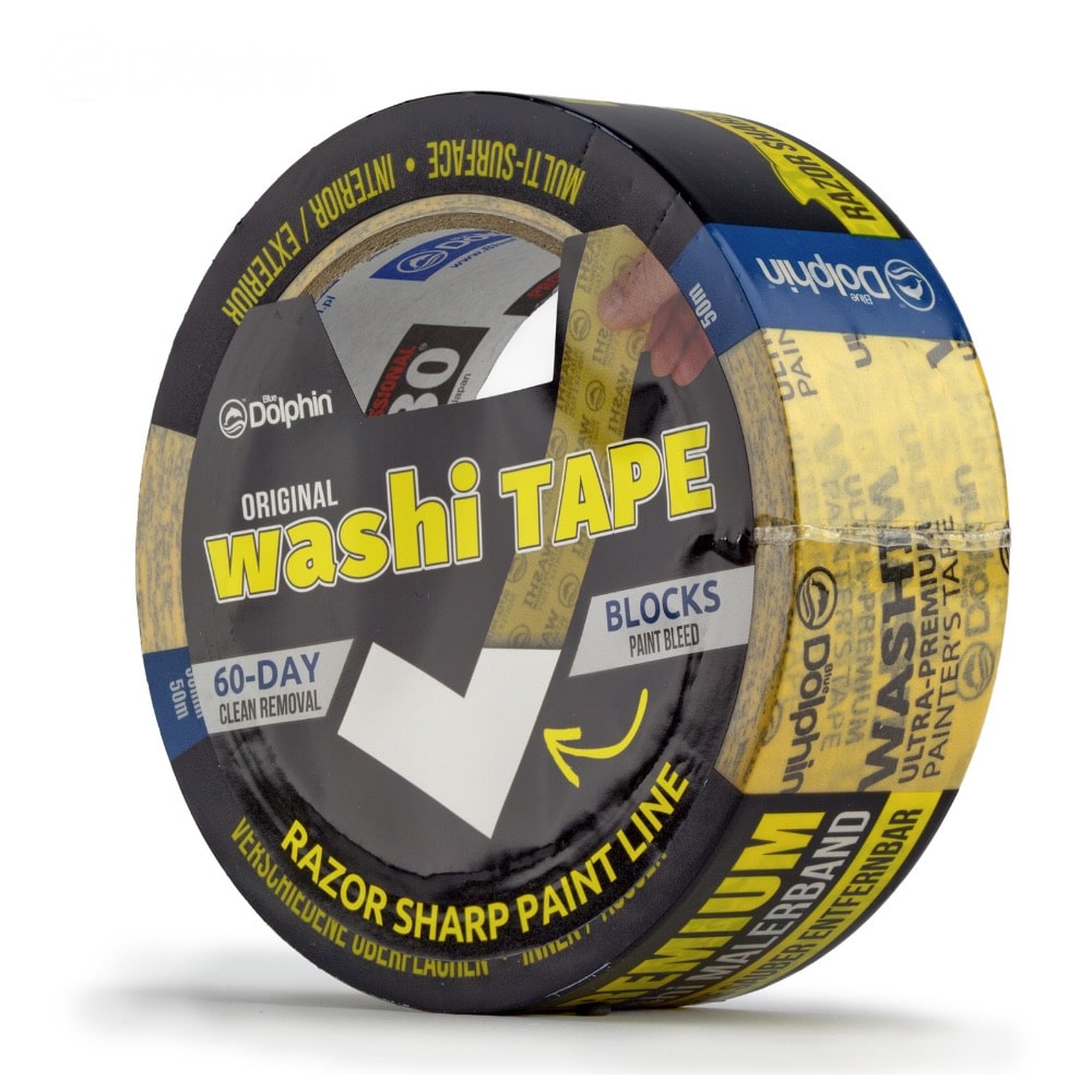 Профессиональная малярная лента (скотч) Blue Dolphin WASHI-XF7, Ultra Premium, 38мм х 50м, желтая (0300-01-03)  - shlifarb.com.ua 3 Профессиональная малярная лента (скотч) Blue Dolphin WASHI-XF7, Ultra Premium, 38мм х 50м, желтая (0300-01-03) 3