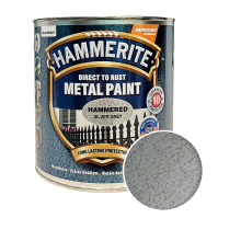Фарба молоткова 3 в 1 по металу Hammerite Metal Paint Hammered захисна, сріблясто-сіра, 2.5 л