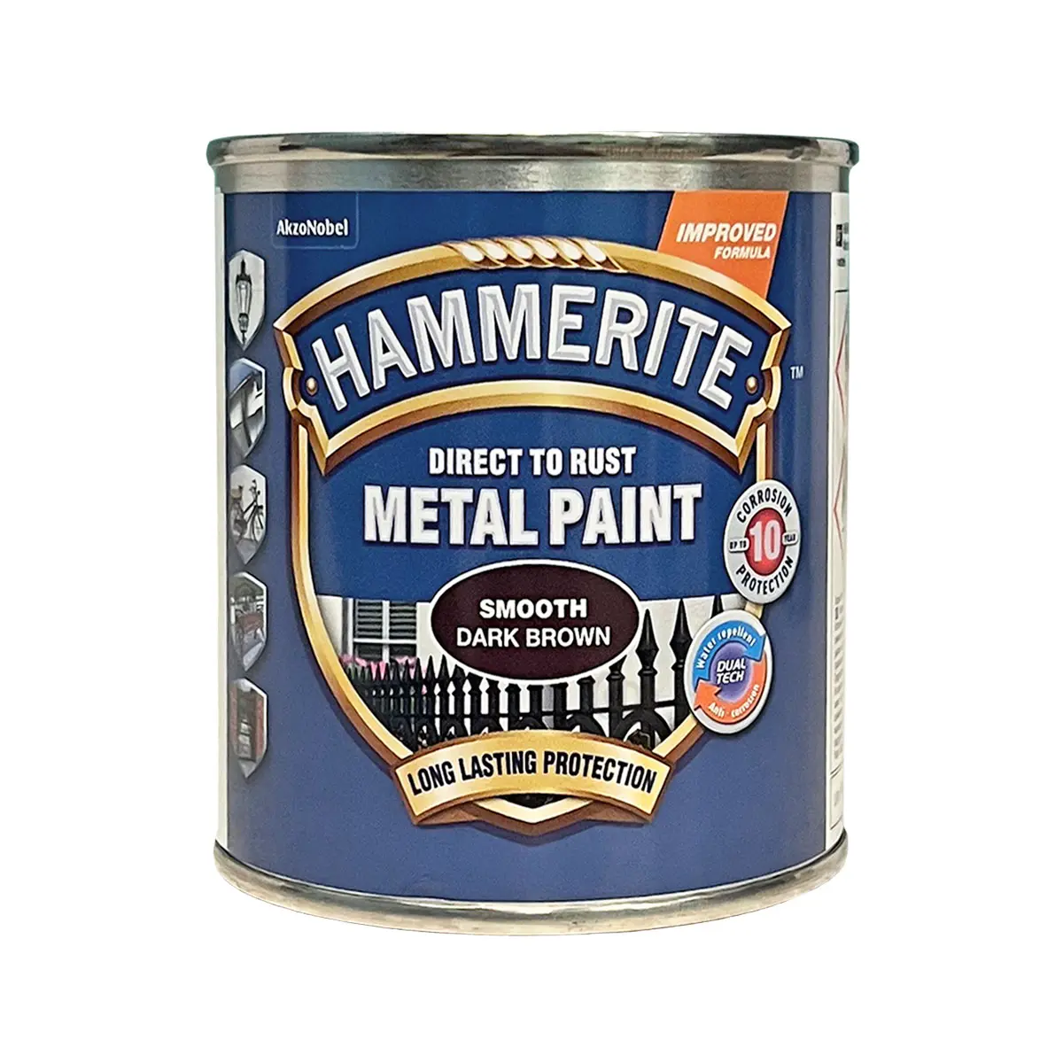 Гладкая краска 3 в 1 по металлу Hammerite Metal Paint Smooth защитная, темно-коричневая RAL 8017, 0.25 л 2
