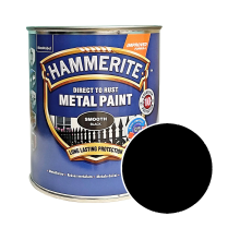 Гладка фарба 3 в 1 по металу Hammerite Metal Paint Smooth захисна, чорна RAL 9005, 0.75 л