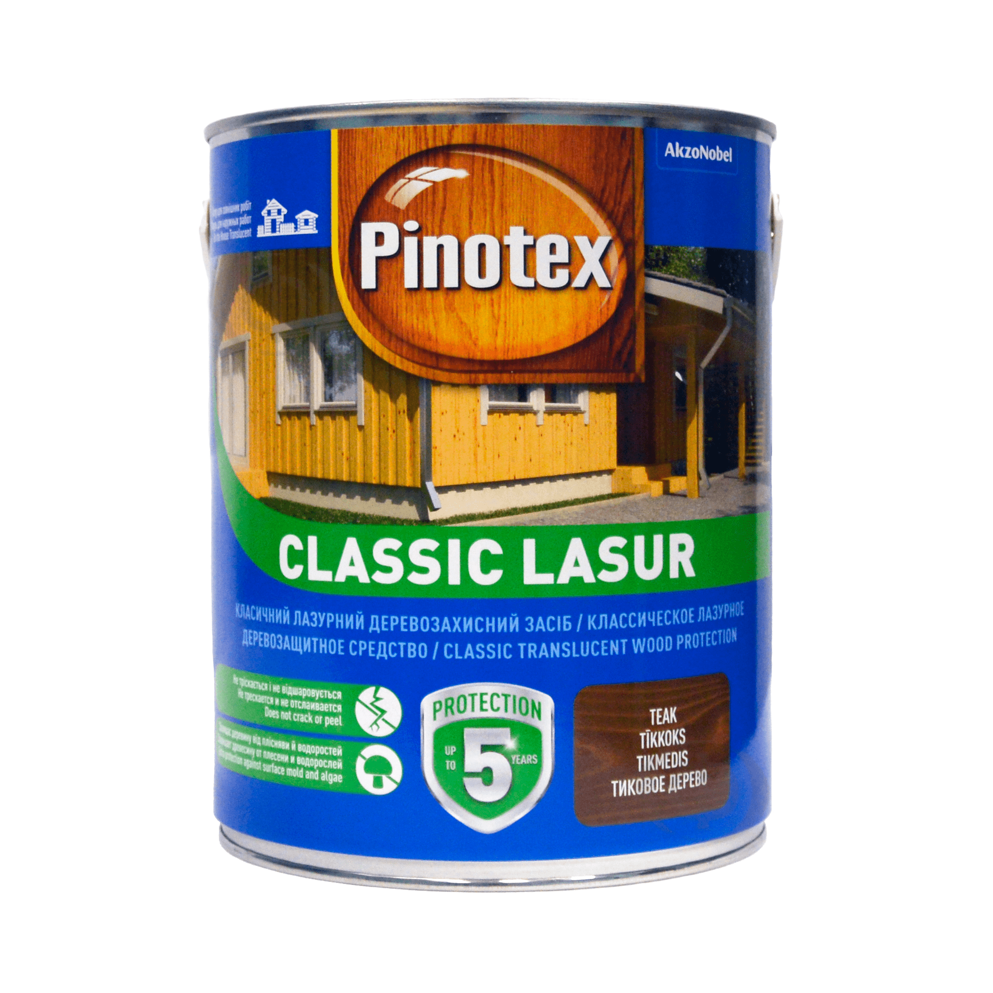 Пропитка лазурная для дерева Pinotex Classic Lasur с декоративным эффектом, тик, 3 л  - shlifarb.com.ua 2 Пропитка лазурная для дерева Pinotex Classic Lasur с декоративным эффектом, тик, 3 л 2
