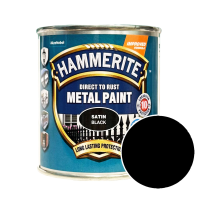 Краска 3 в 1 по металлу Hammerite Metal Paint Satin защитная, черная, 0.25 л