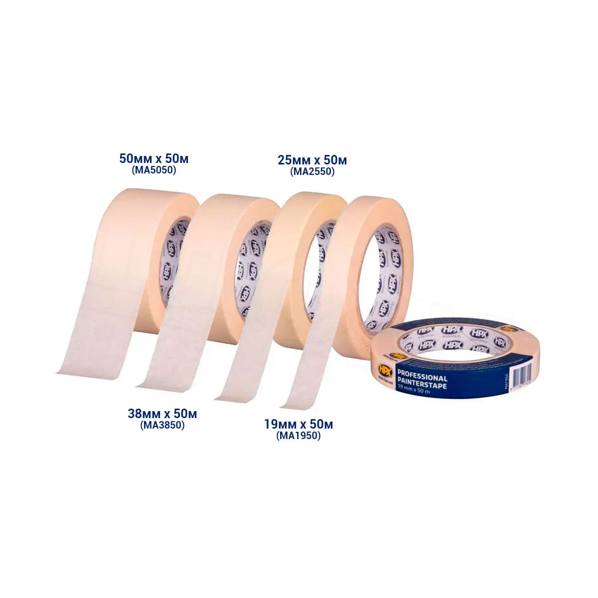 Професійна малярна стрічка (скотч) HPX 60°C, 38мм х 50м, біло-кремова (MA3850) 2