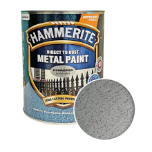 Фарба молоткова 3 в 1 по металу Hammerite Metal Paint Hammered захисна, сріблясто-сіра, 5 л