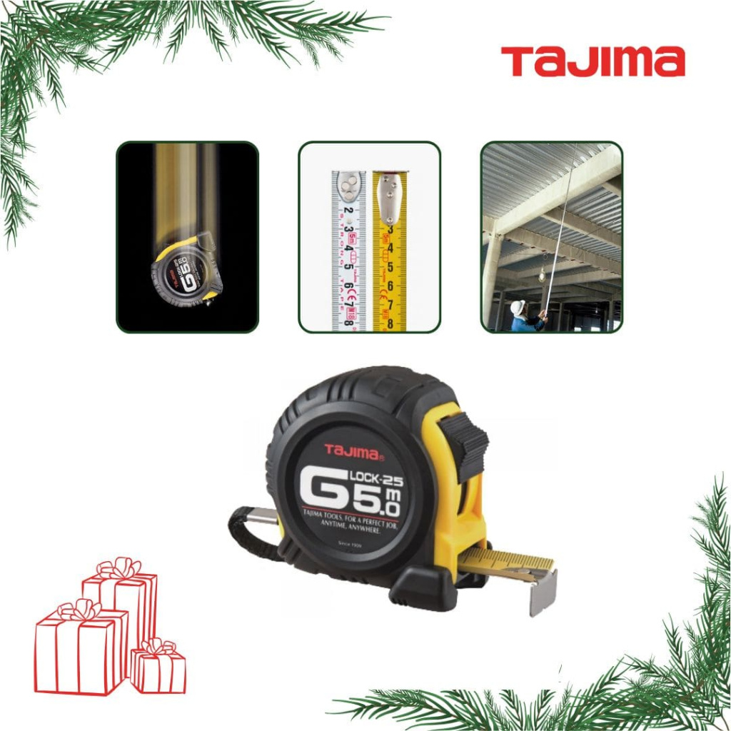 Рулетка строительная ударопрочная Tajima G-Lock 5м×25мм (G5P50MY)