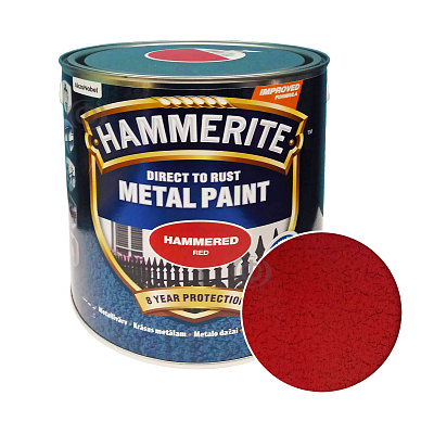 Краска молотковая 3 в 1 по металлу Hammerite Metal Paint Hammered защитная, красная, 2.5 л