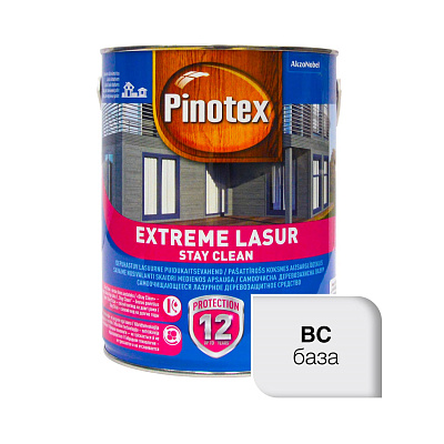 Пропитка лазурная для дерева Pinotex Extreme Lasur самоочищающаяся, бесцветная, BC, 3 л - shlifarb.com.ua Пропитка лазурная для дерева Pinotex Extreme Lasur самоочищающаяся, бесцветная, BC, 3 л