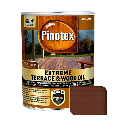 Масло для обработки дерева Pinotex Extreme Terrace & Wood Oil атмосферостойкое, тик, 0.75 л 
