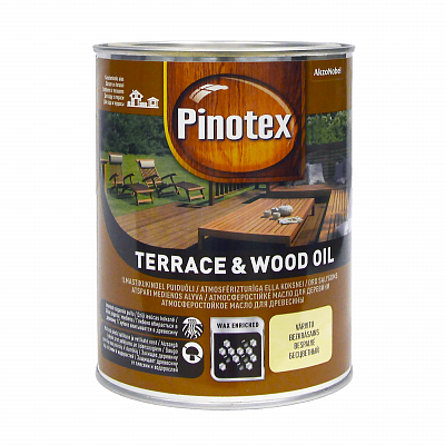 Олія для обробки дерева Pinotex Terrace & Wood Oil атмосферостійка, безбарвна, BC, 1 л 2 Олія для обробки дерева Pinotex Terrace & Wood Oil атмосферостійка, безбарвна, BC, 1 л 2